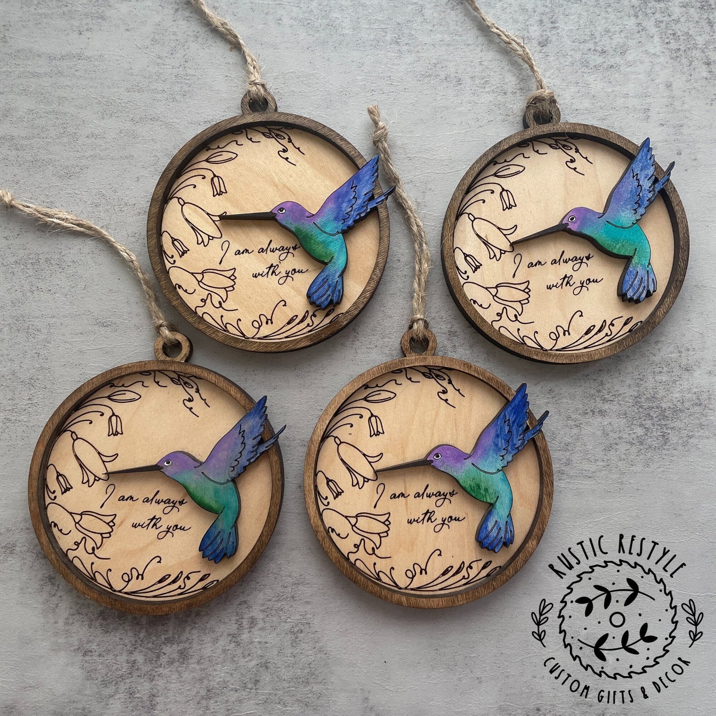 Memorial Hummingbird Remembrance ornament, 4 inch handpainted hummingbird Ornament can be personalized with an engraved name on the back