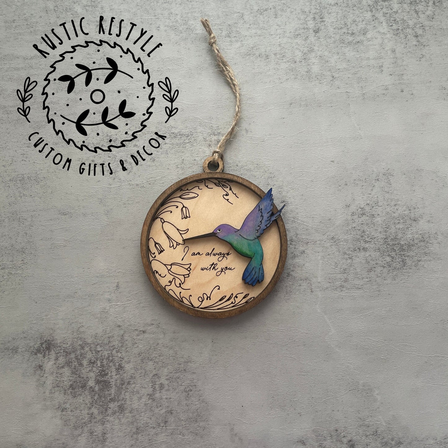 Memorial Hummingbird Remembrance ornament, 4 inch handpainted hummingbird Ornament can be personalized with an engraved name on the back