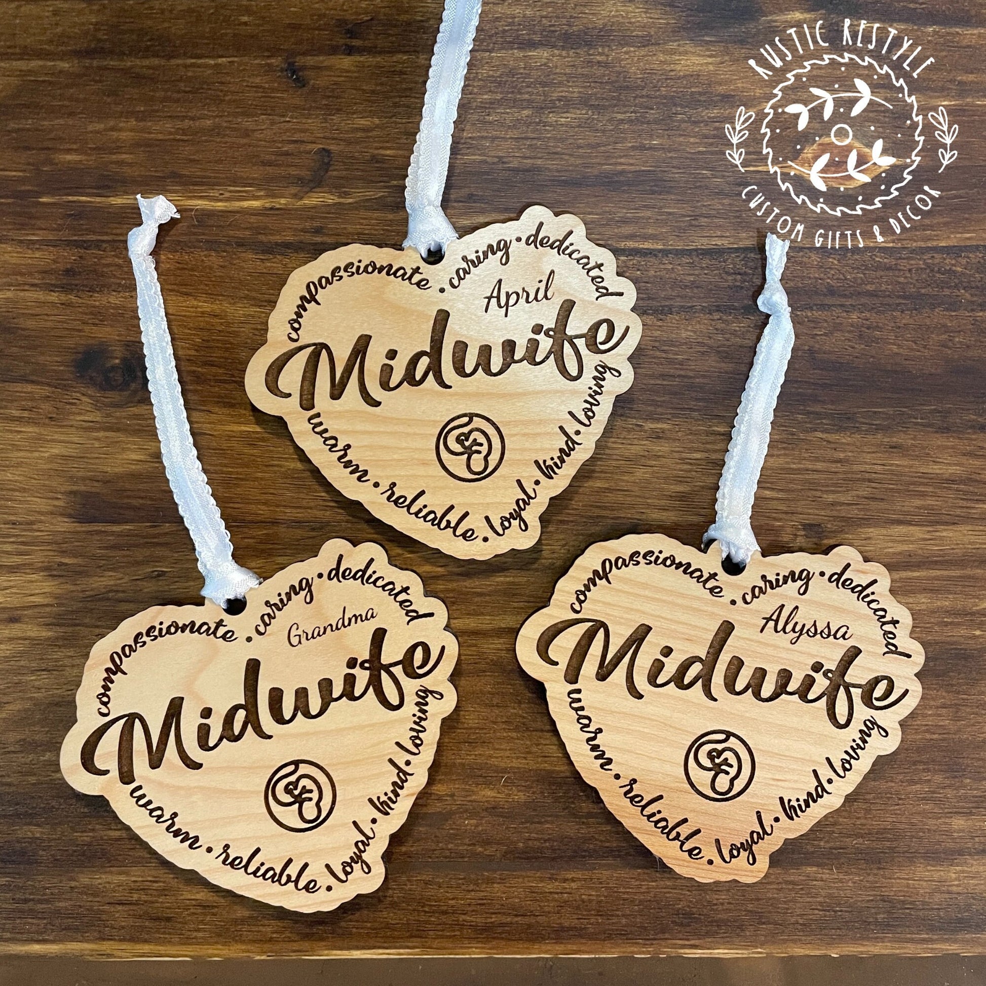 Midwife ornament, Personalized Midwife Christmas tree ornament