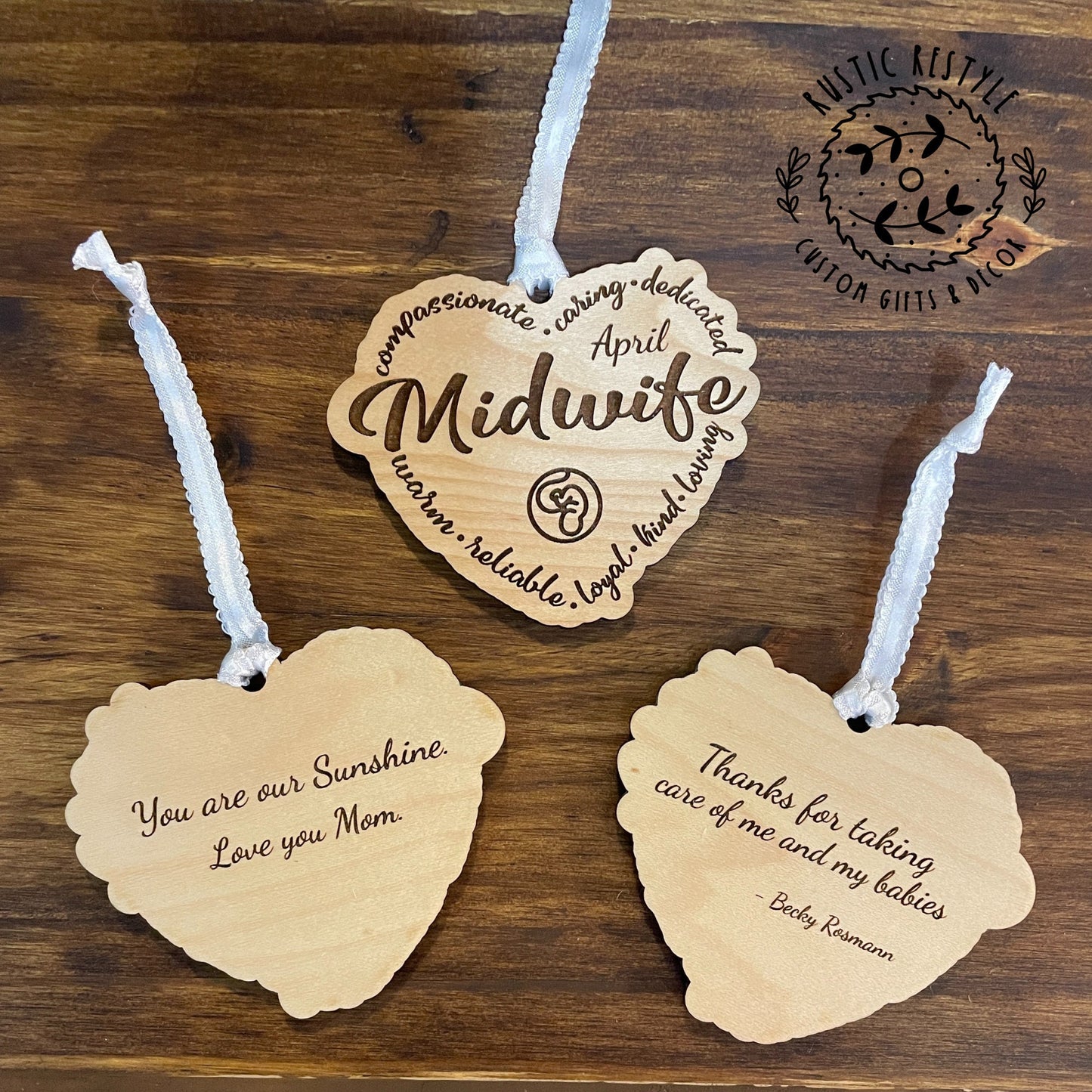 Midwife ornament, Personalized Midwife Christmas tree ornament