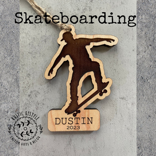 Custom Skateboard Ornament Laser Engraved Maple - Unique Holiday Decor Gift
