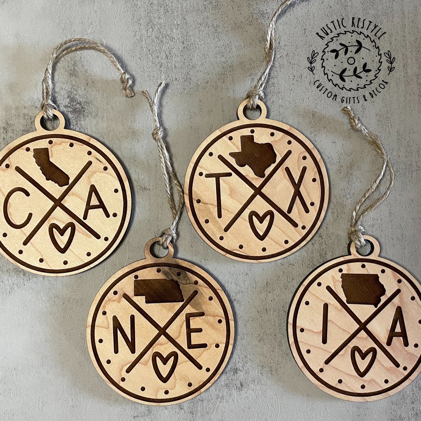 state wooden ornament, Pick your state