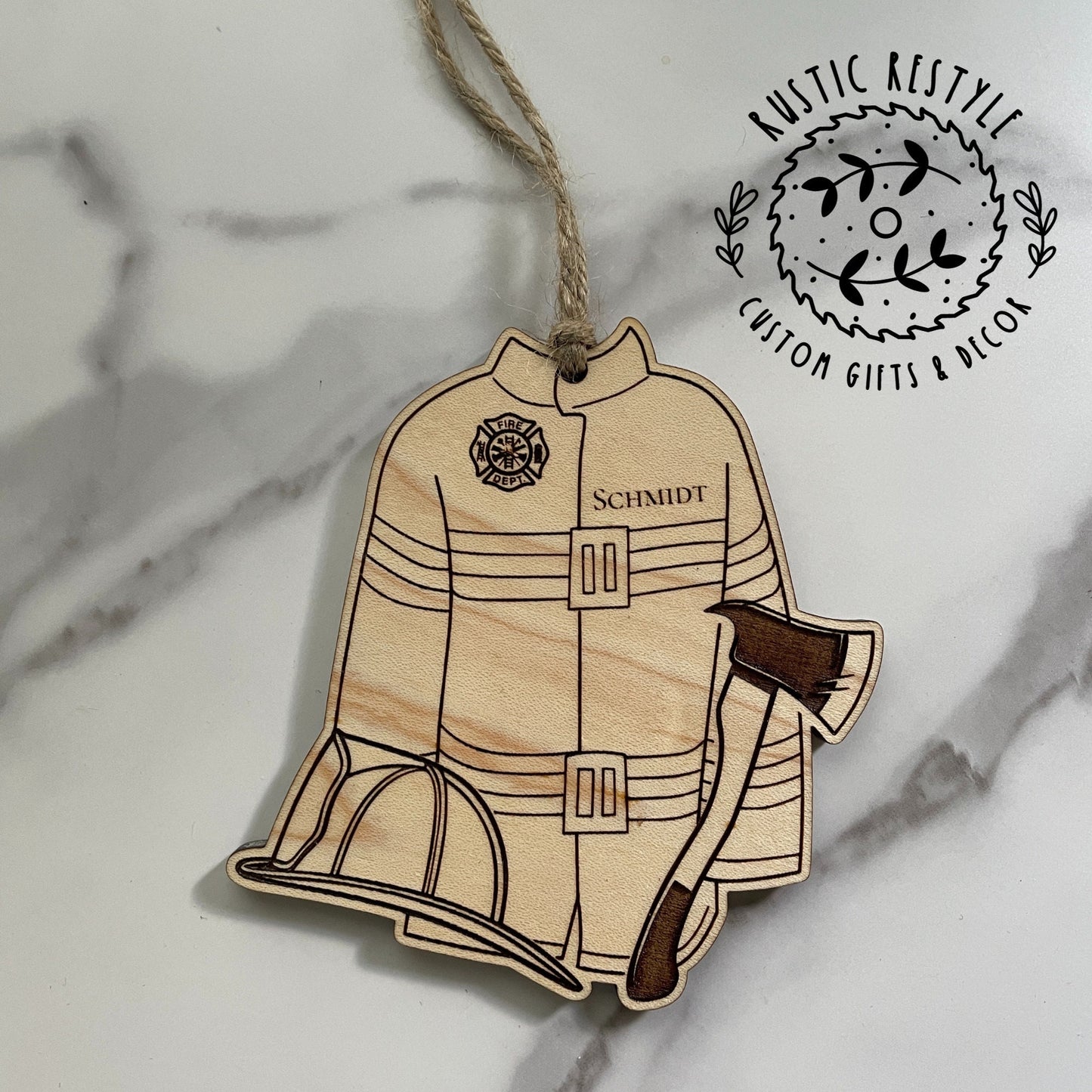 Firefighter Ornament, Personalized Fire Truck or Fire Jacket Christmas tree ornament