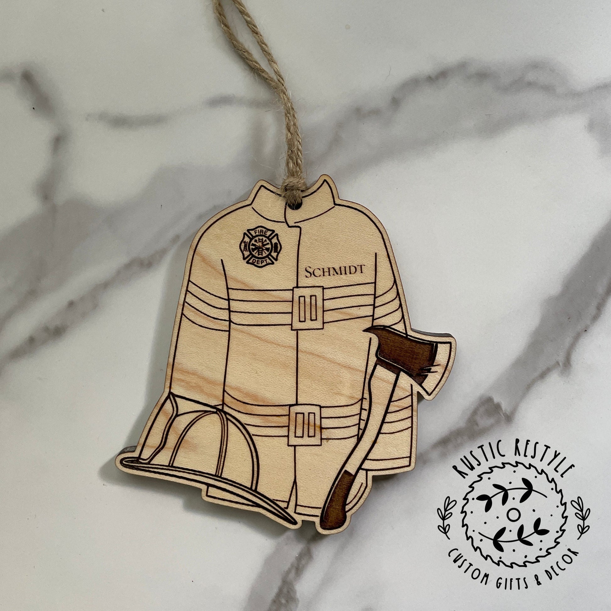 Firefighter Ornament, Personalized Fire Truck or Fire Jacket Christmas tree ornament