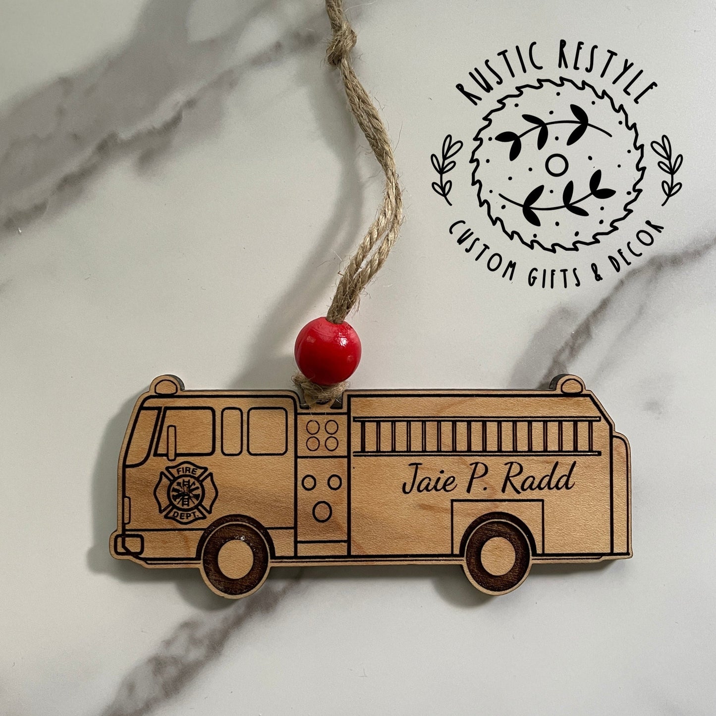 Firefighter Ornament, Personalized Fire Truck or Fire Jacket Christmas tree ornament
