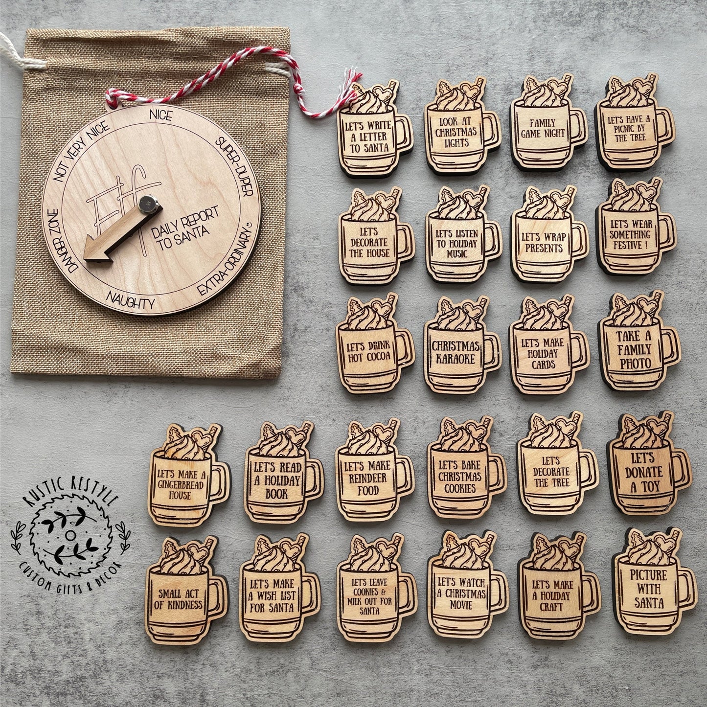 Elf Hot chocolate activity tokens, Christmas Elf kit