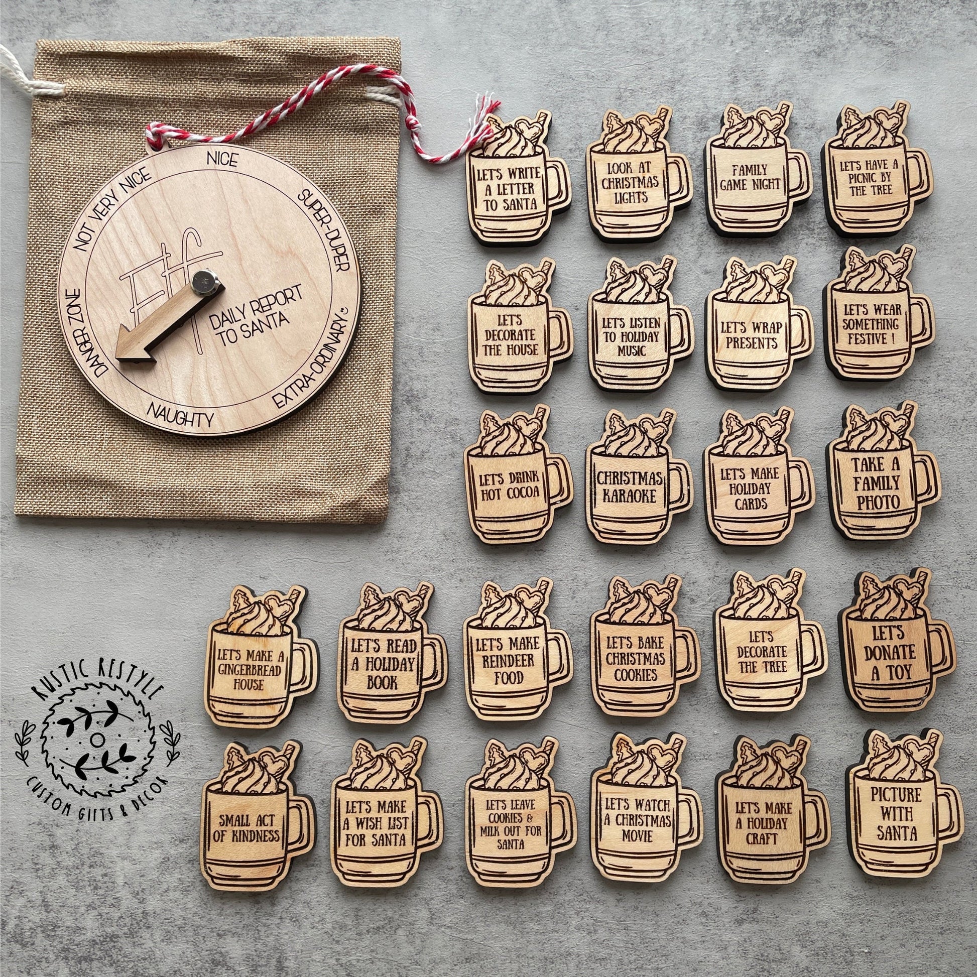 Elf Hot chocolate activity tokens, Christmas Elf kit