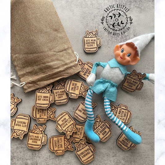 Elf Hot chocolate activity tokens, Christmas Elf kit