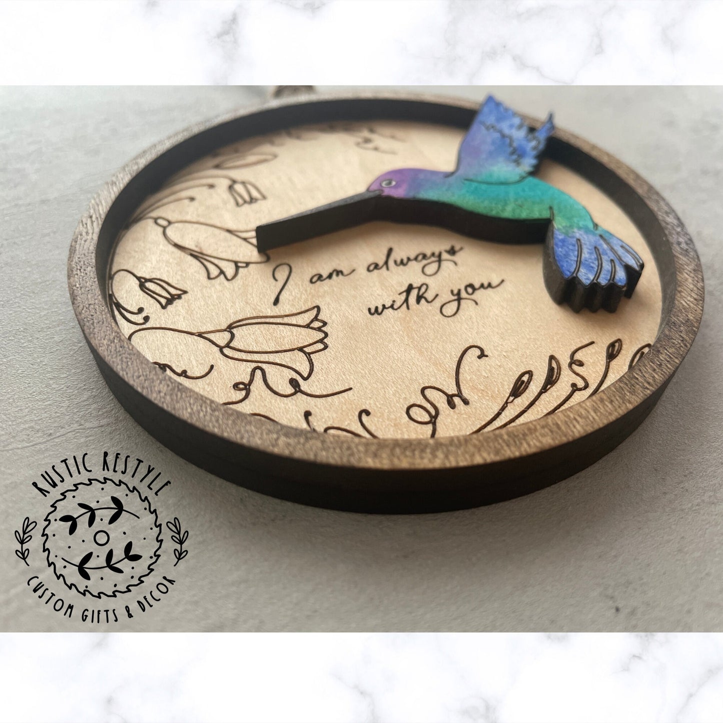 Memorial Hummingbird Remembrance ornament, 4 inch handpainted hummingbird Ornament can be personalized with an engraved name on the back