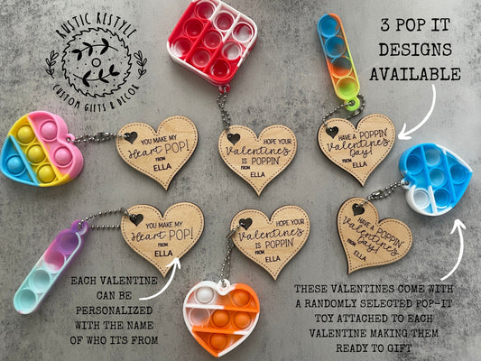 Classroom Pop-its Valentines, Personalized wooden Valentine's Day gift