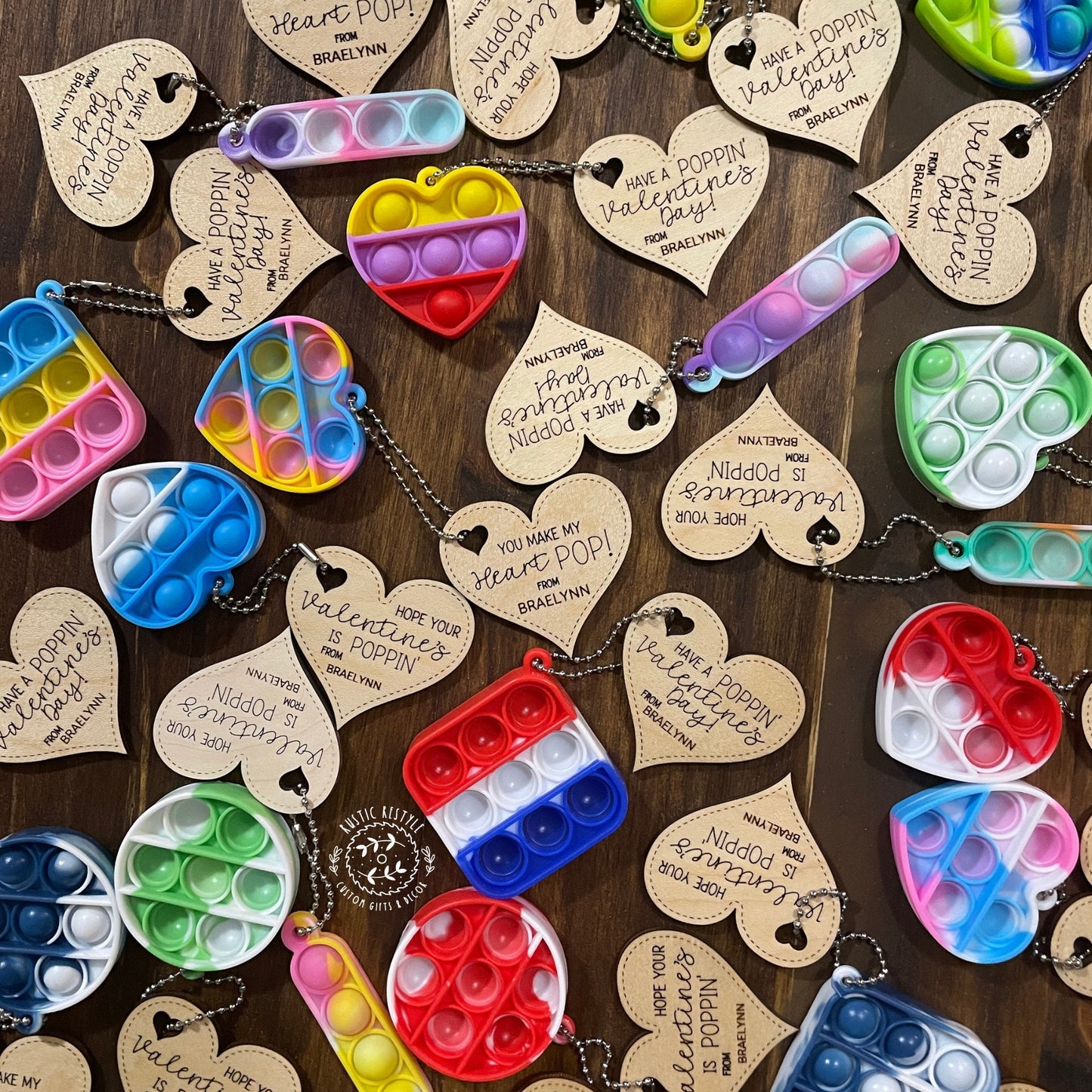 Classroom Pop-its Valentines, Personalized wooden Valentine's Day gift