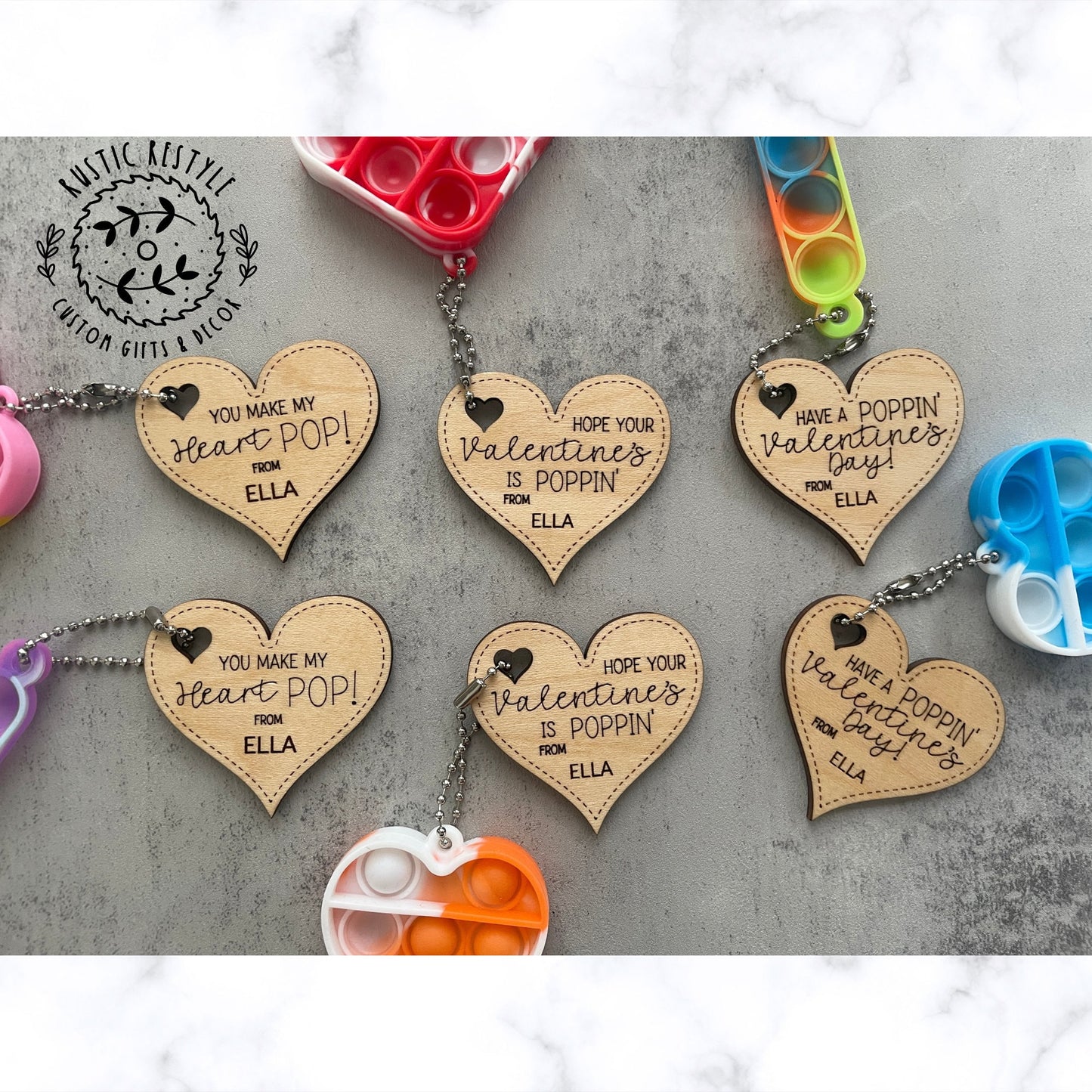 Classroom Pop-its Valentines, Personalized wooden Valentine's Day gift