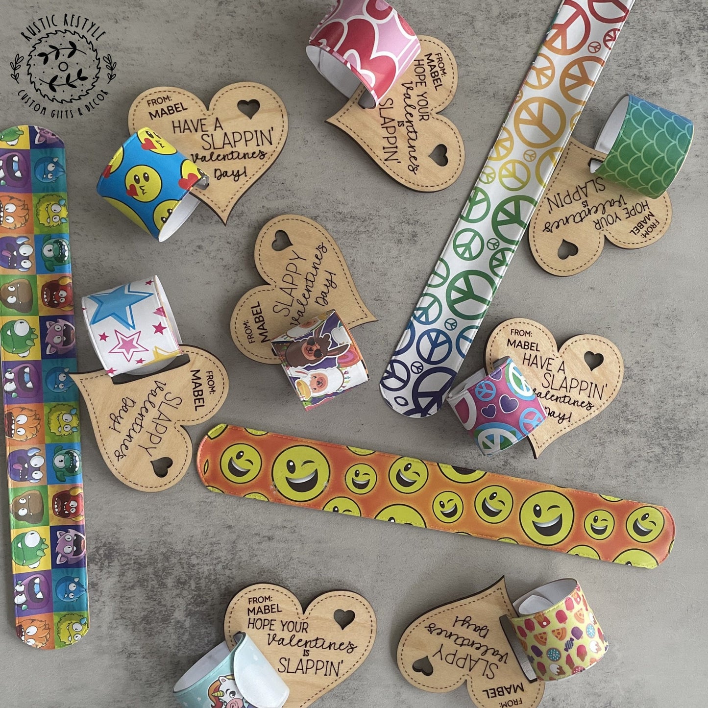 Classroom slap bracelet Valentines, Personalized wooden Valentine's Day gift