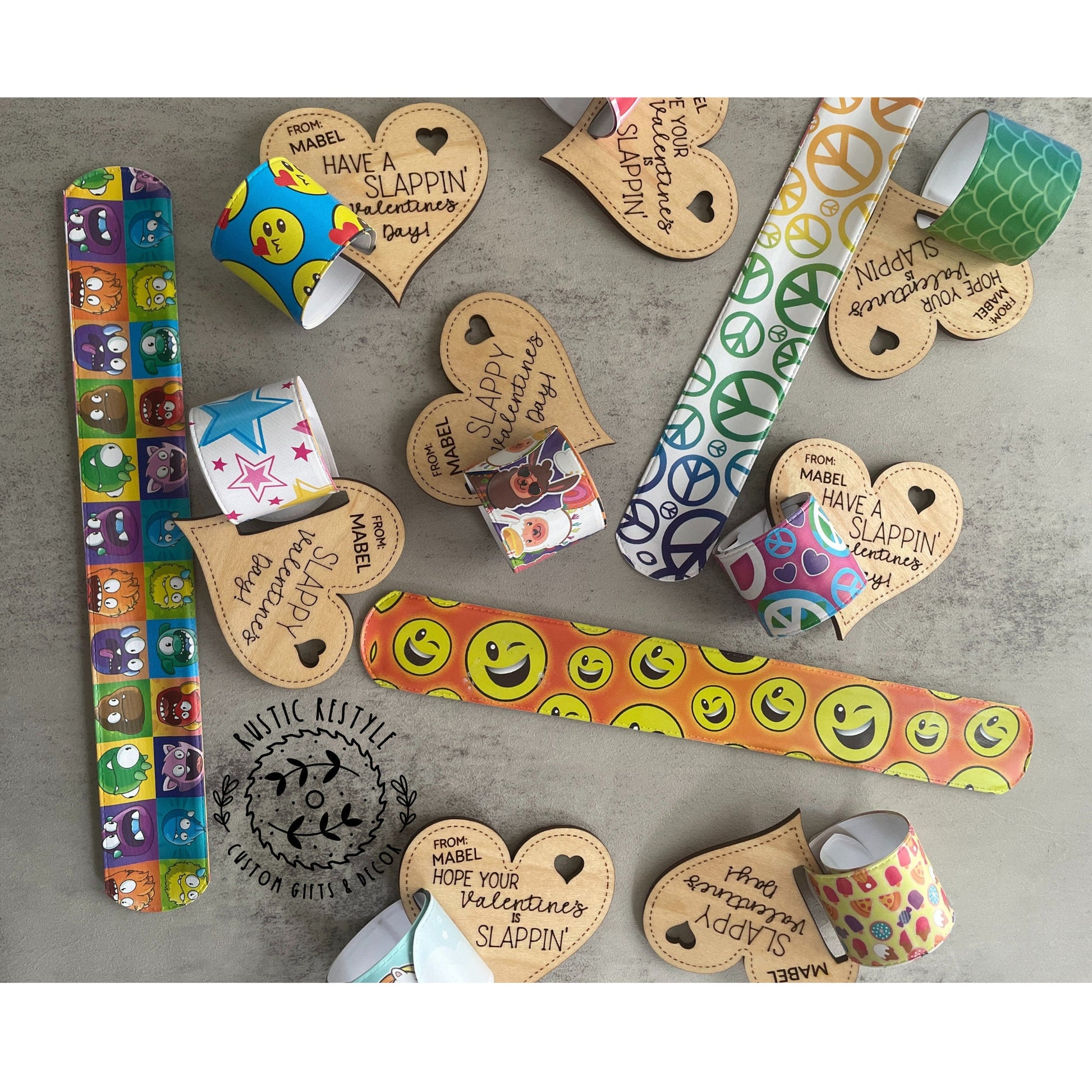 Classroom slap bracelet Valentines, Personalized wooden Valentine's Day gift