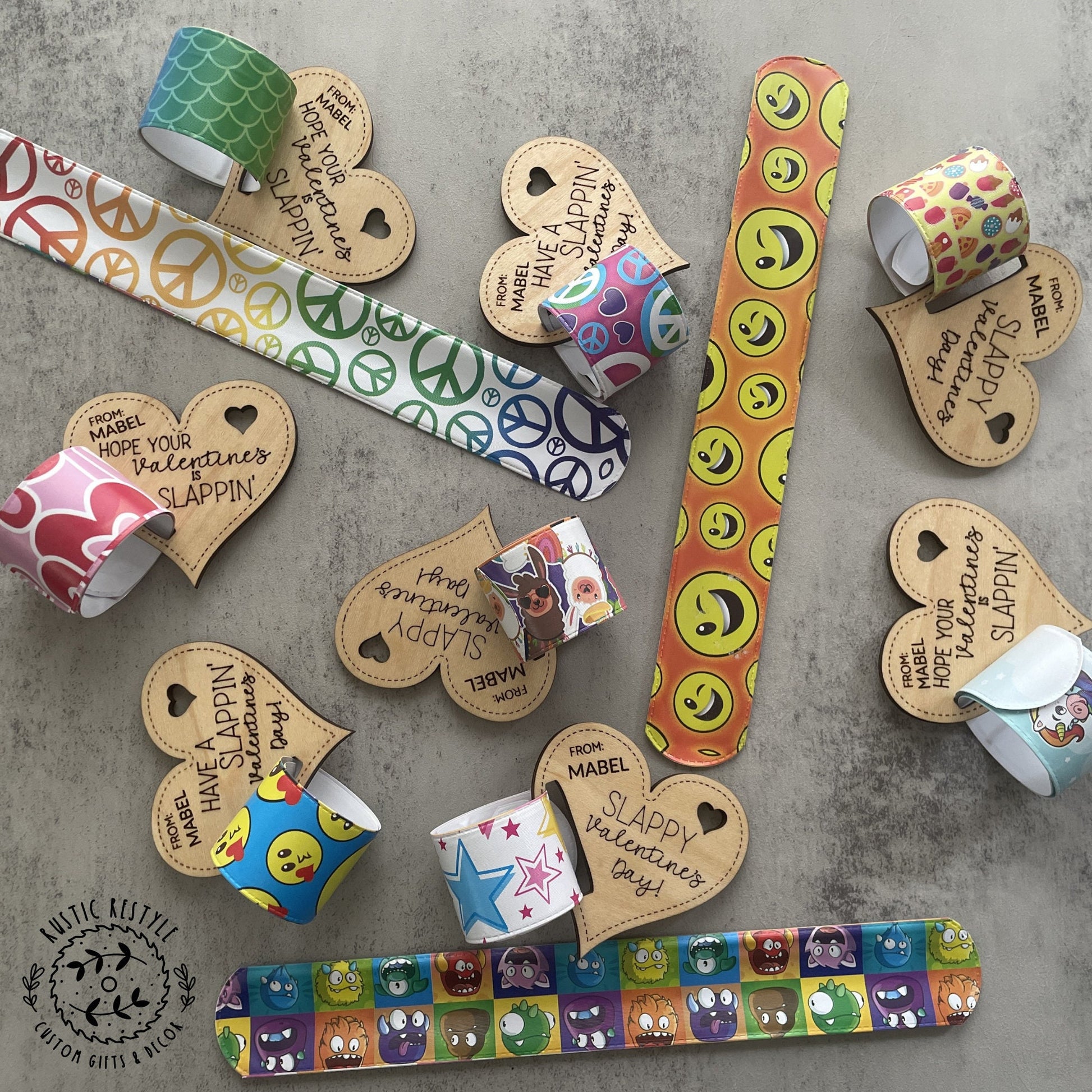 Classroom slap bracelet Valentines, Personalized wooden Valentine's Day gift