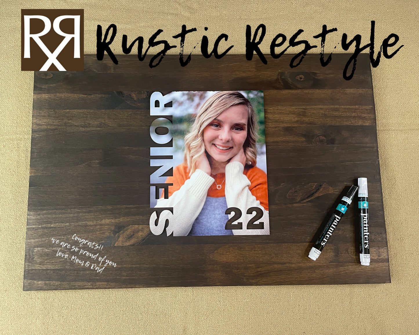 Graduation Guest book board its a signable rustic wood sign, You can customizable with photo and name.