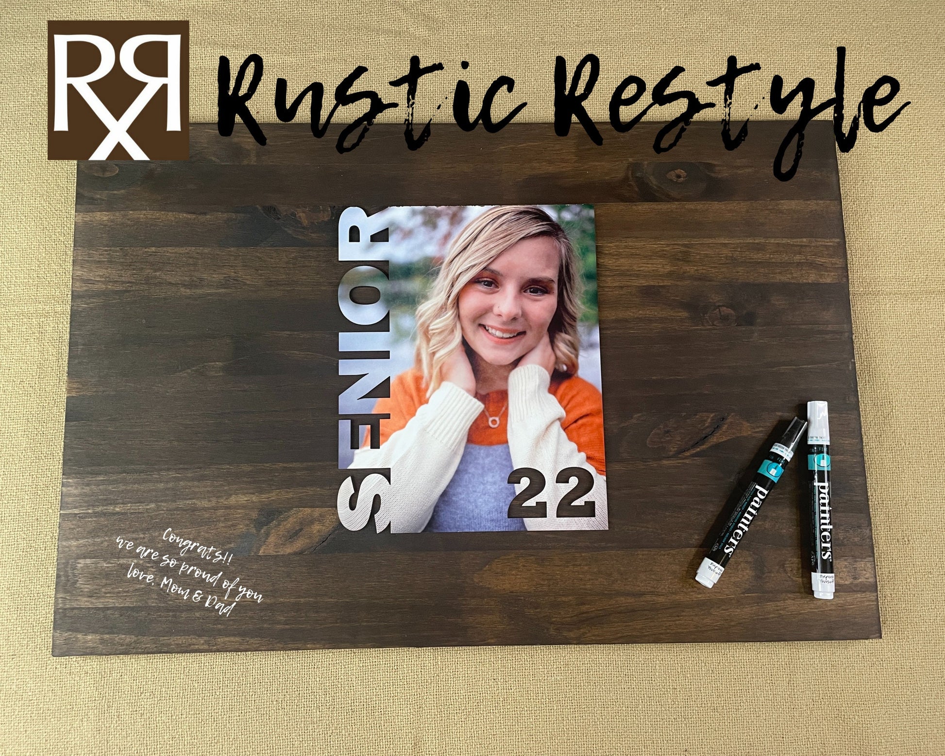 Graduation Guest book board its a signable rustic wood sign, You can customizable with photo and name.