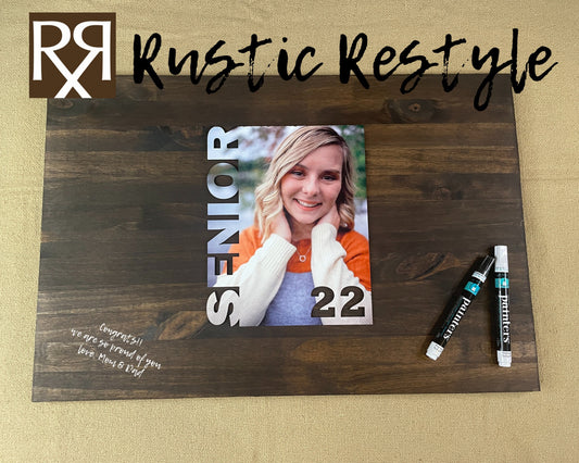 Graduation Guest book board its a signable rustic wood sign, You can customizable with photo and name.
