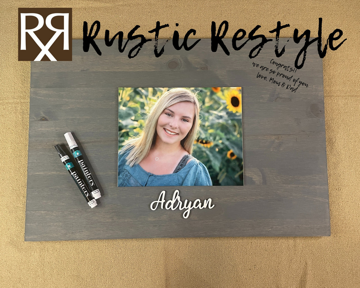 Graduation Guest book board its a signable rustic wood sign, You can customizable with photo and name.