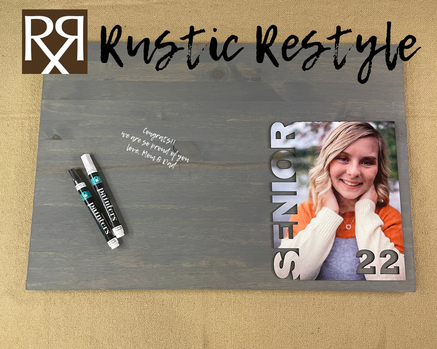 Graduation Guest book board its a signable rustic wood sign, You can customizable with photo and name.