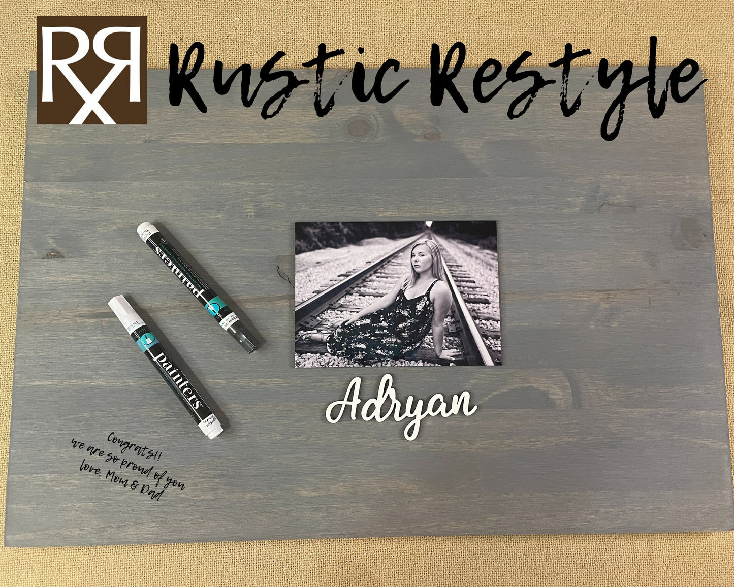 Graduation Guest book board its a signable rustic wood sign, You can customizable with photo and name.