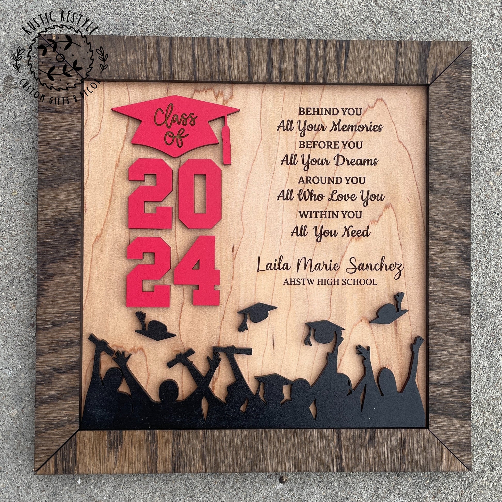 Graduation Plaque personalized with engraved name and school, class of 2026