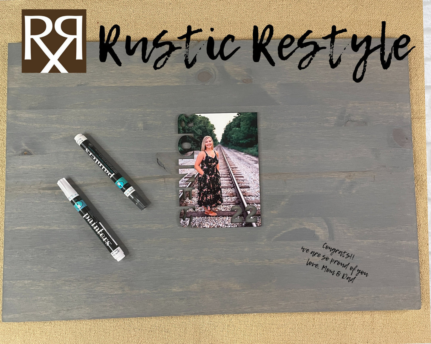 Graduation Guest book board its a signable rustic wood sign, You can customizable with photo and name.
