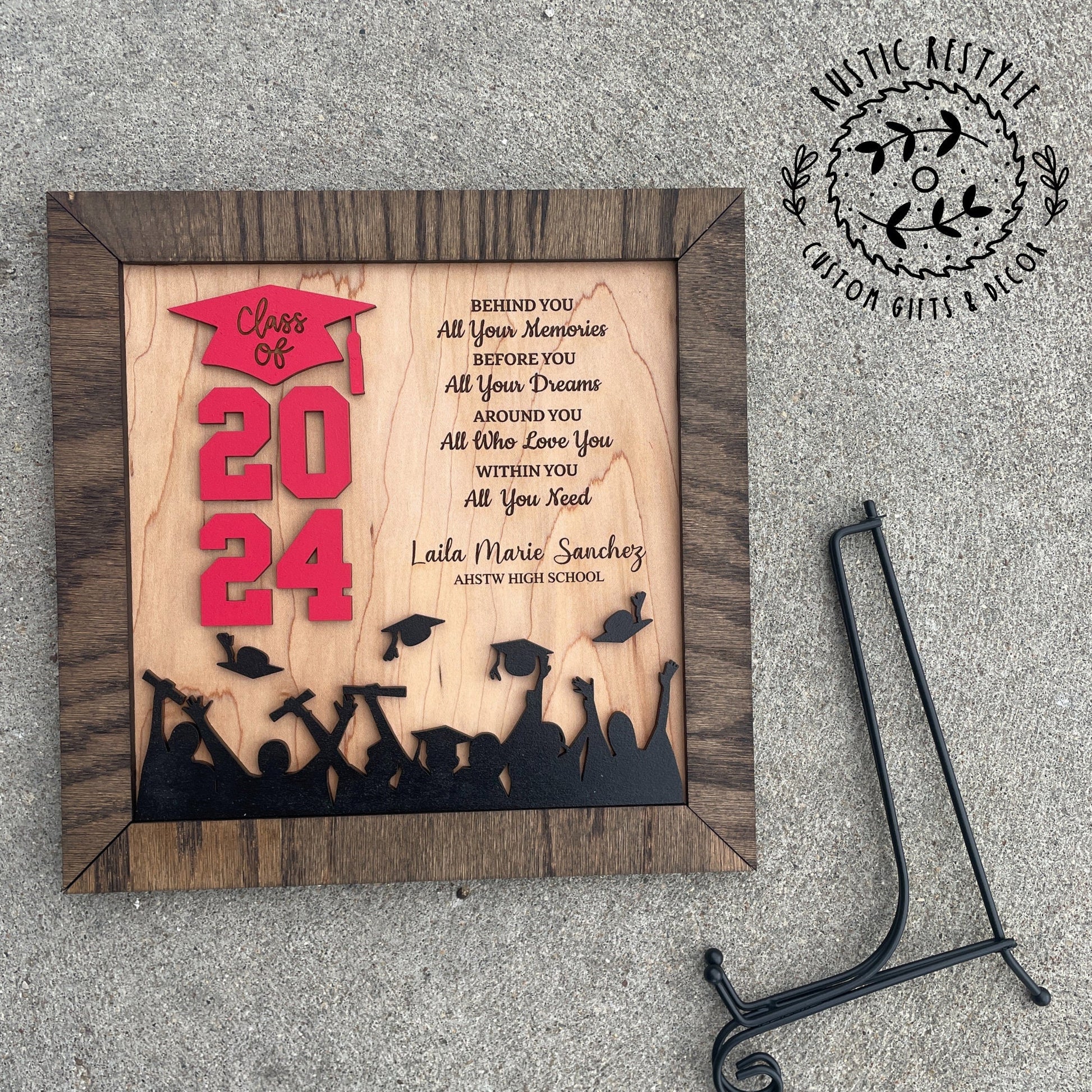 Graduation Plaque personalized with engraved name and school, class of 2026