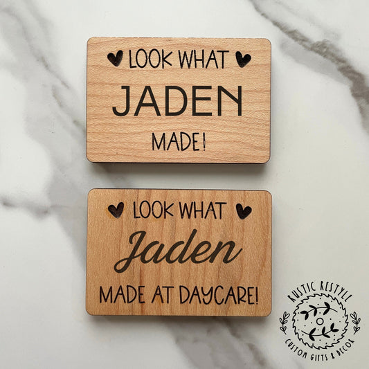 Handcrafted Wooden Magnets for Kids Art Display - Unique Fridge Decor