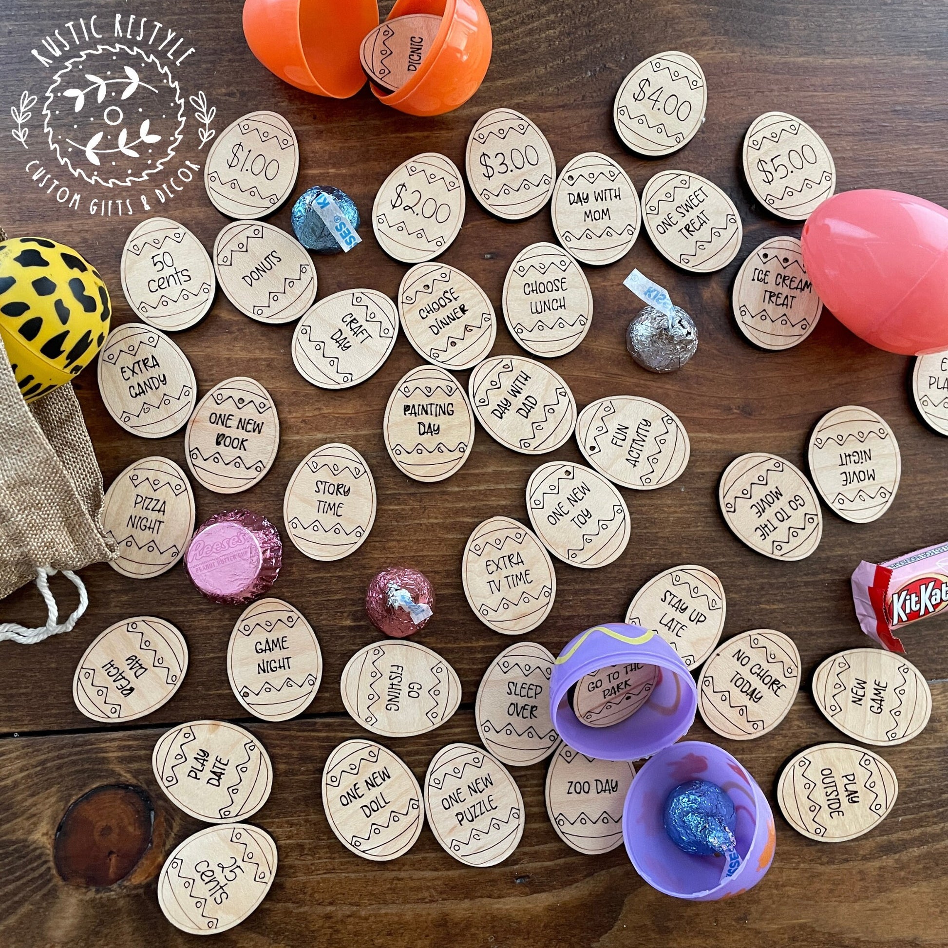 Easter Egg hunt tokens, Easter basket egg stuffer candy alternative