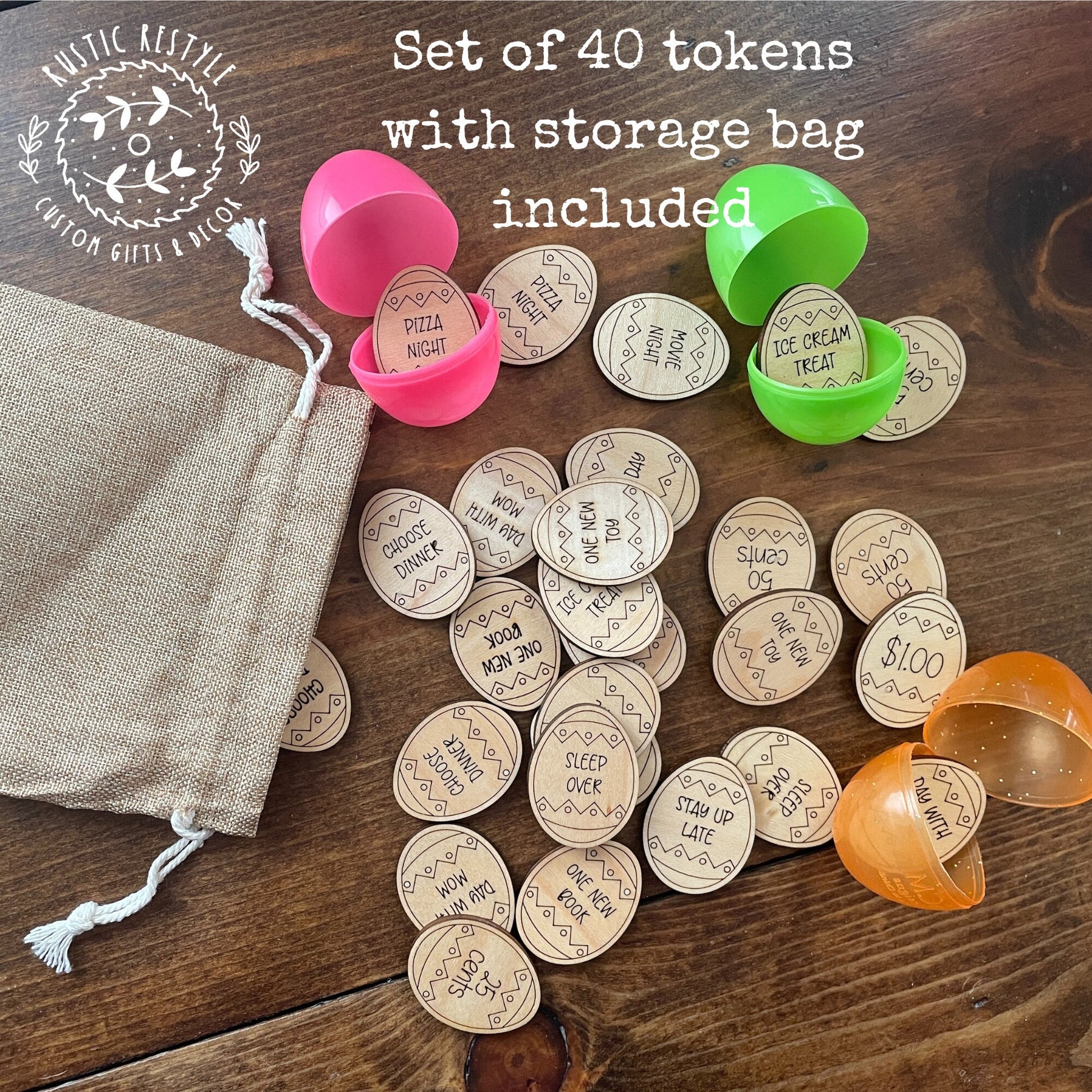 Easter Egg hunt tokens, Easter basket egg stuffer candy alternative