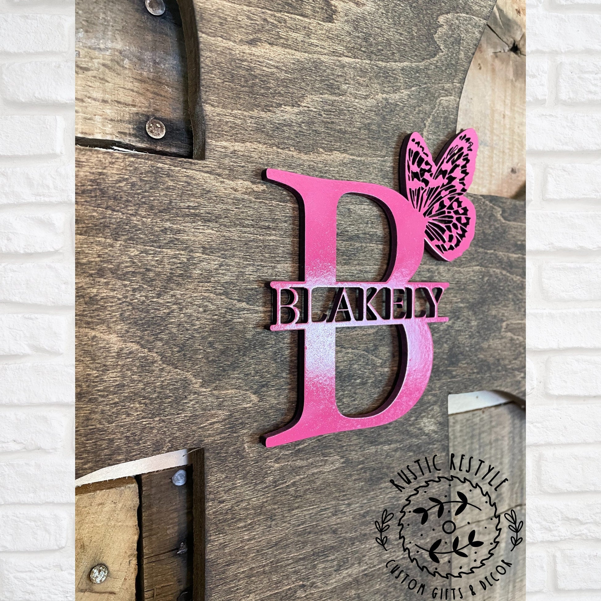 Personalized wooden cross, Baptism and confirmation sign-able crosses, Pink butterfly monogram confirmation keepsake gift