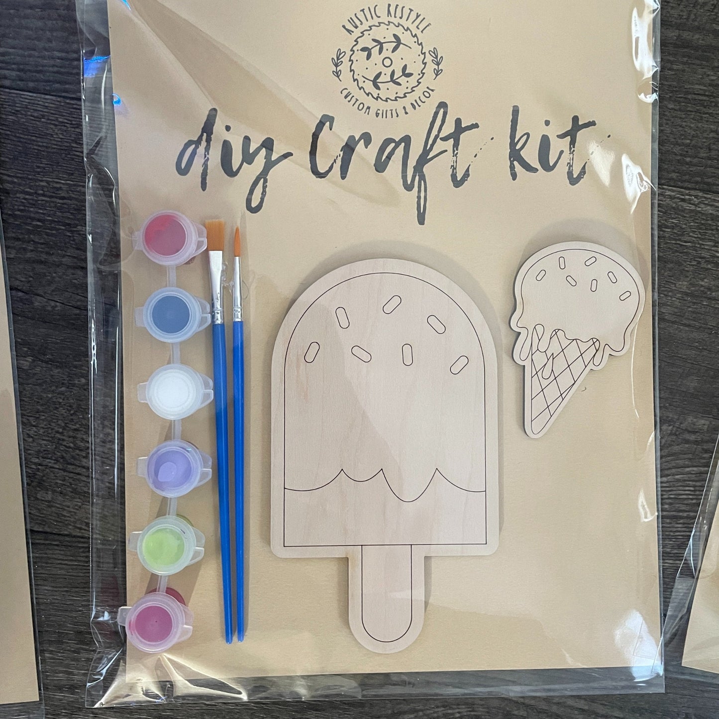 DIY Ice cream treat paint kit, Kids gift for spring or summer, paintable sundae, ice cream cone, popsicle