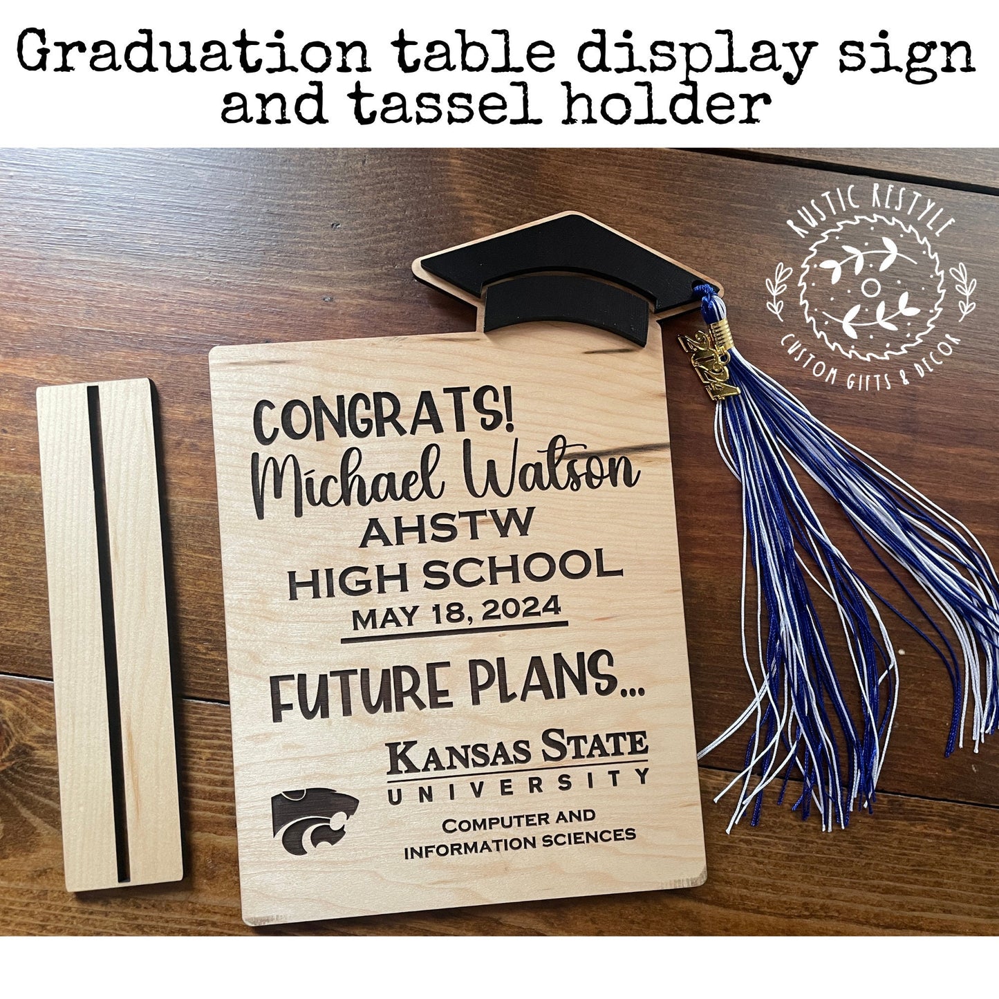 Graduation table sign, personalized future plans sign, job opportunity
