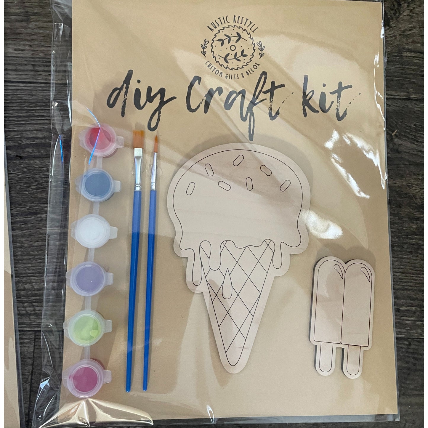 DIY Ice cream treat paint kit, Kids gift for spring or summer, paintable sundae, ice cream cone, popsicle