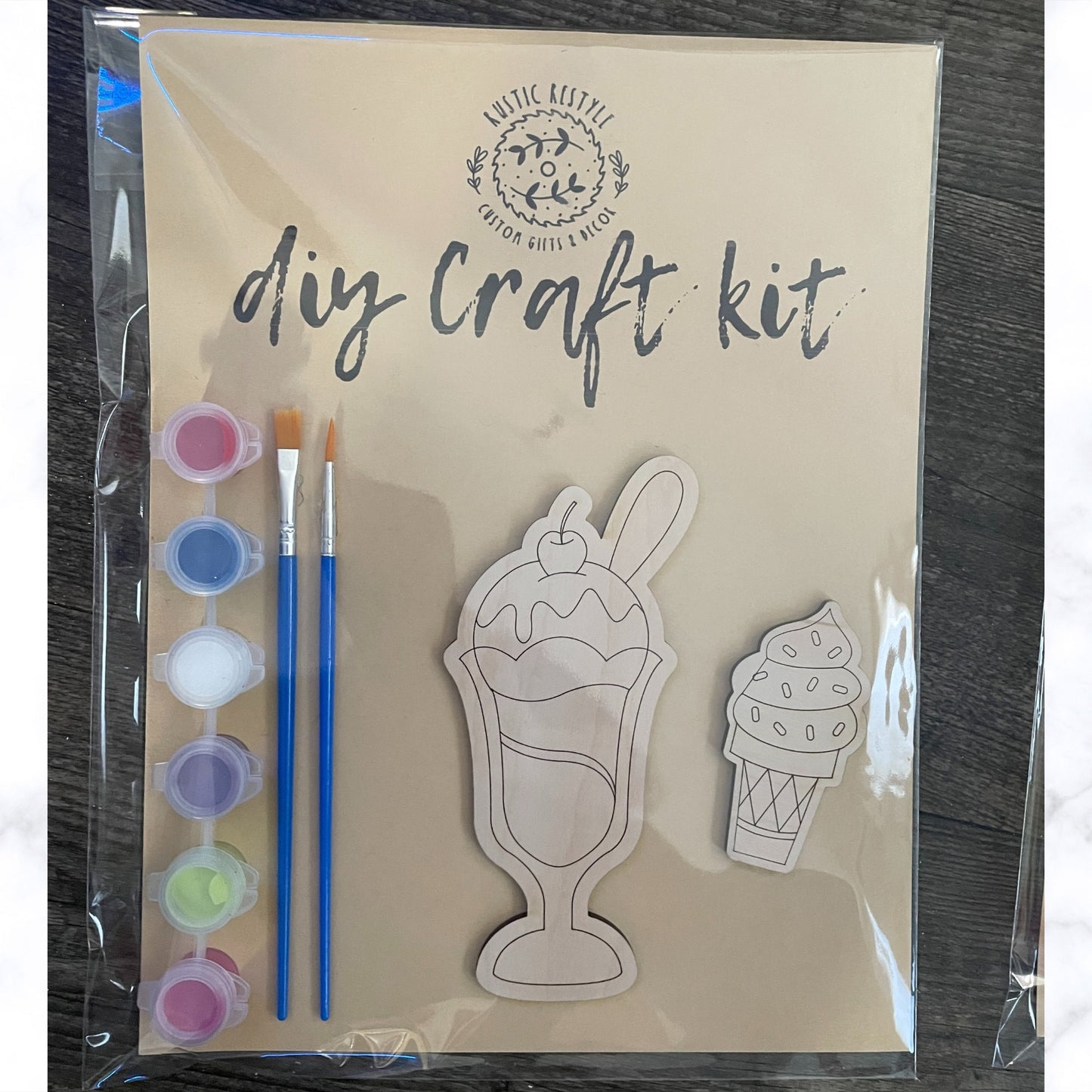 DIY Ice cream treat paint kit, Kids gift for spring or summer, paintable sundae, ice cream cone, popsicle