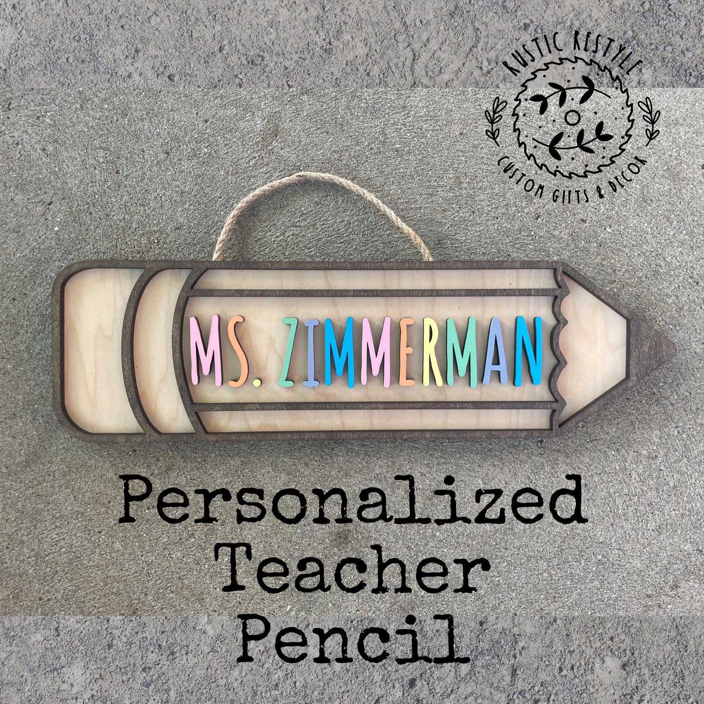 Wooden Teacher pencil sign , Customizable Classroom decoration gift
