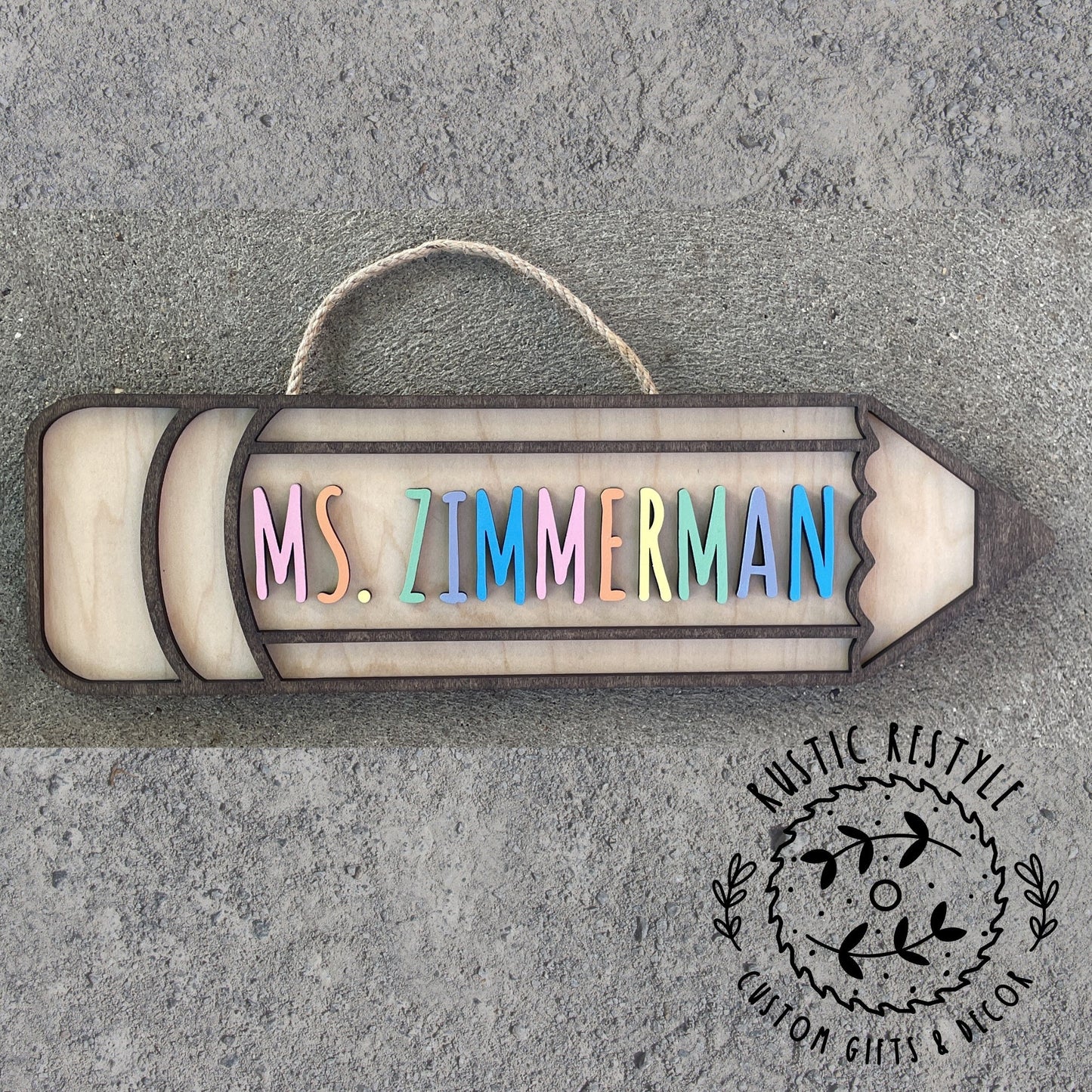 Wooden Teacher pencil sign , Customizable Classroom decoration gift
