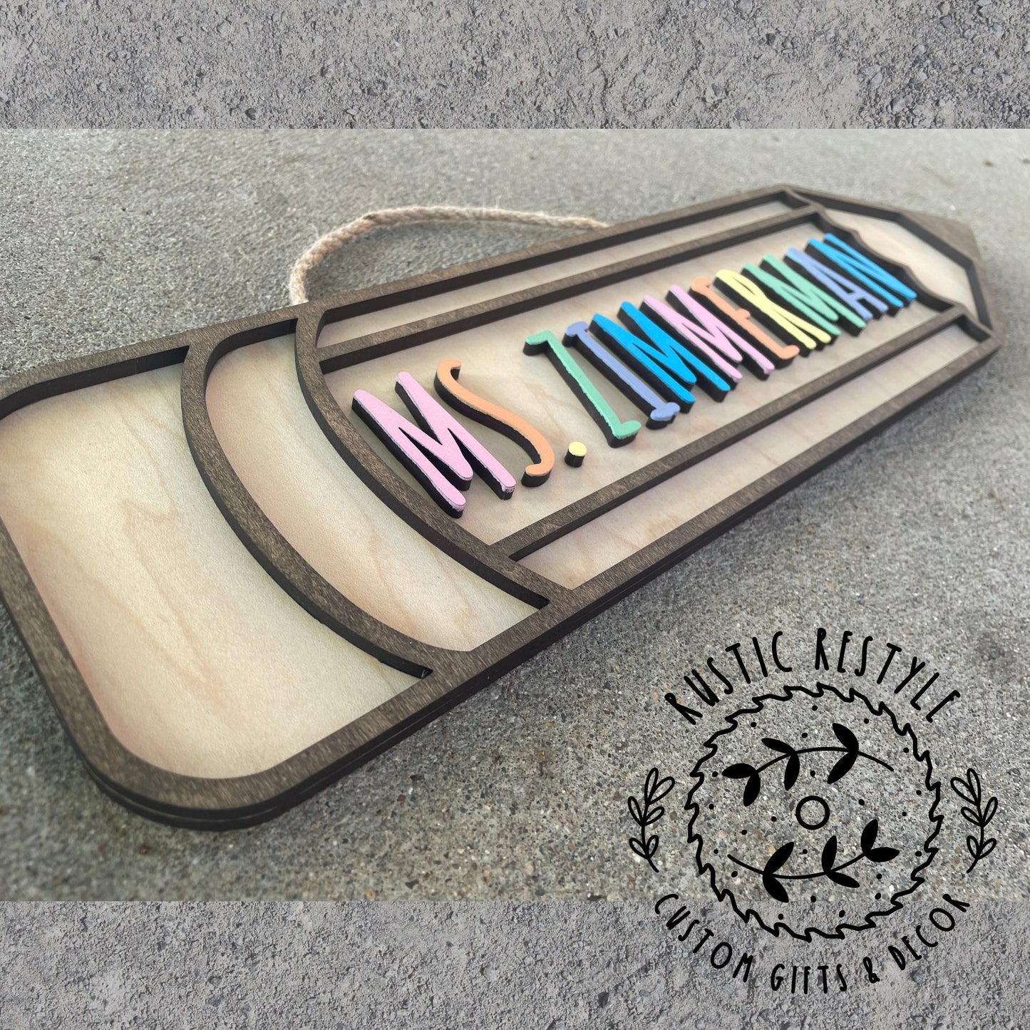 Wooden Teacher pencil sign , Customizable Classroom decoration gift