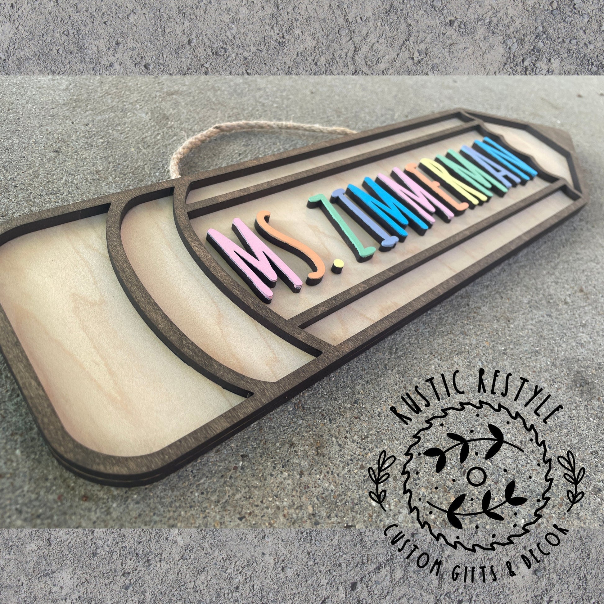 Wooden Teacher pencil sign , Customizable Classroom decoration gift