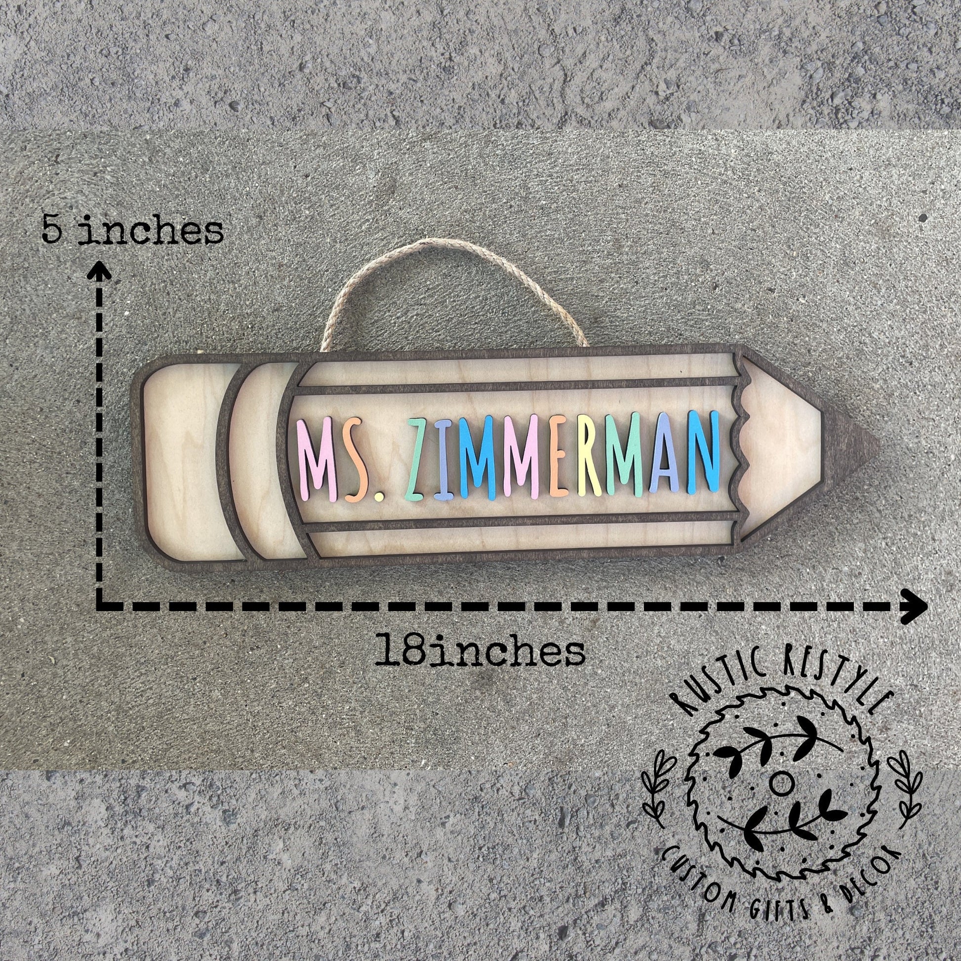 Wooden Teacher pencil sign , Customizable Classroom decoration gift