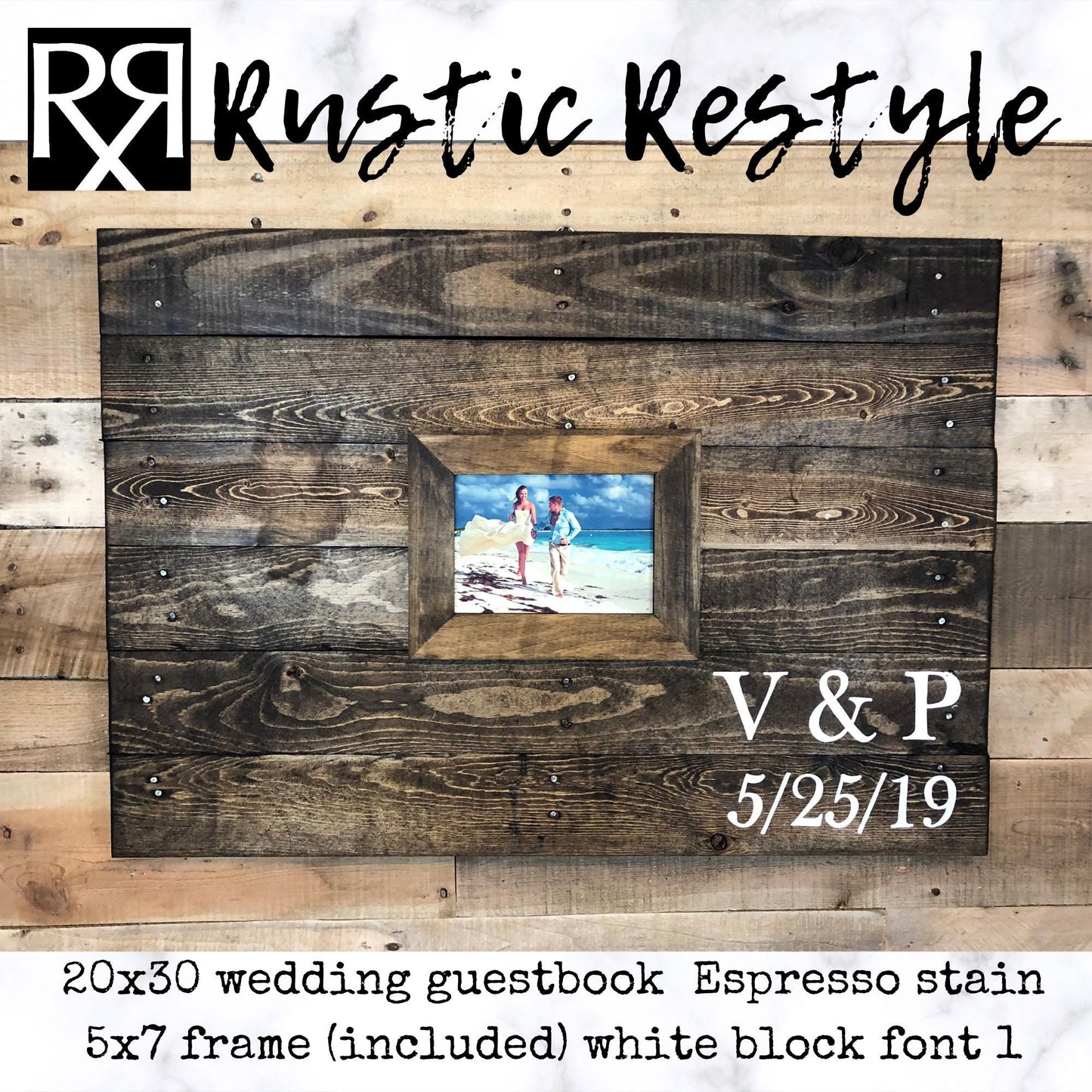 Custom Pallet wall art photo guestbook sign Personalized wood sign wedding guest book alternative for rustic farmhouse theme reception 20x30