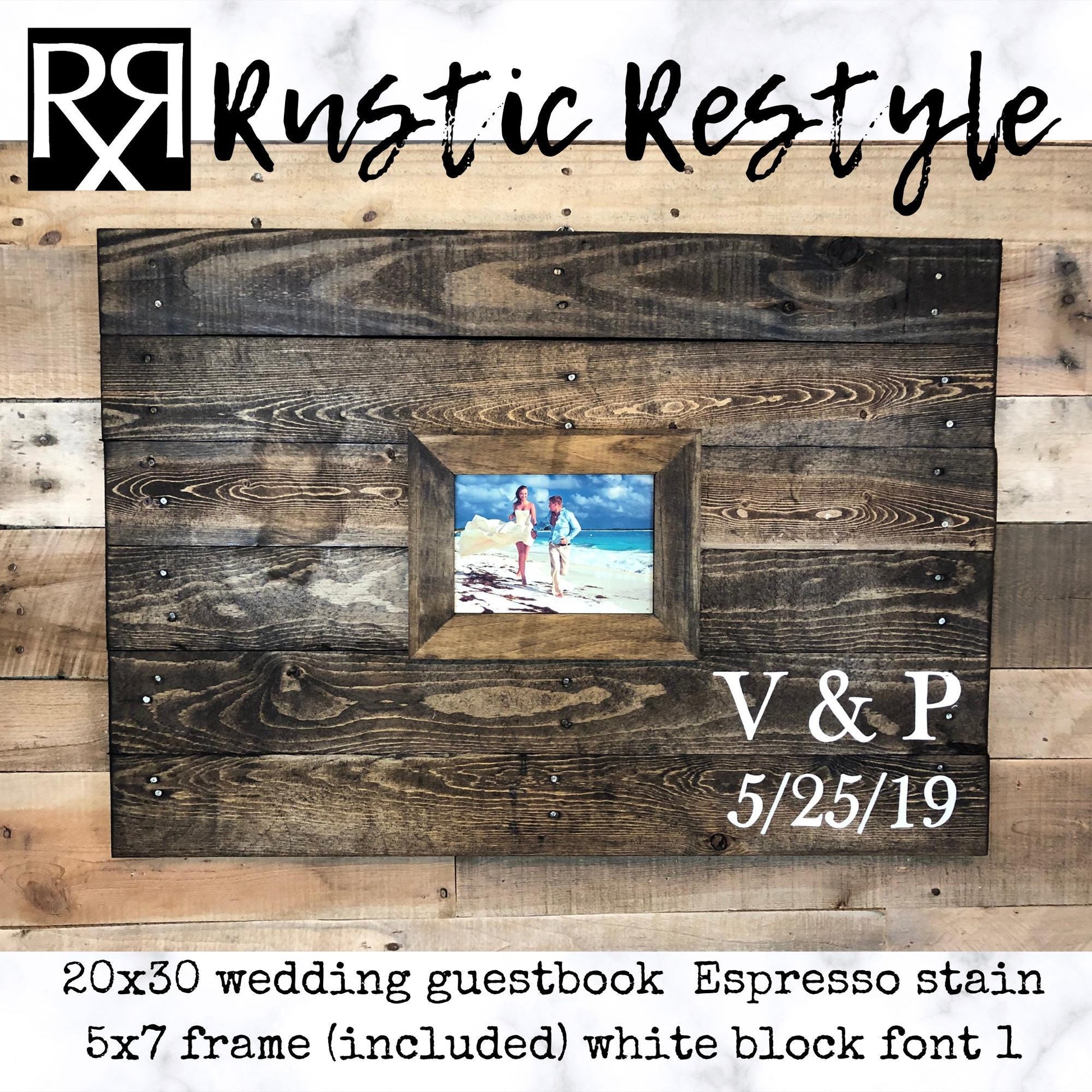 Custom Pallet wall art photo guestbook sign Personalized wood sign wedding guest book alternative for rustic farmhouse theme reception 20x30