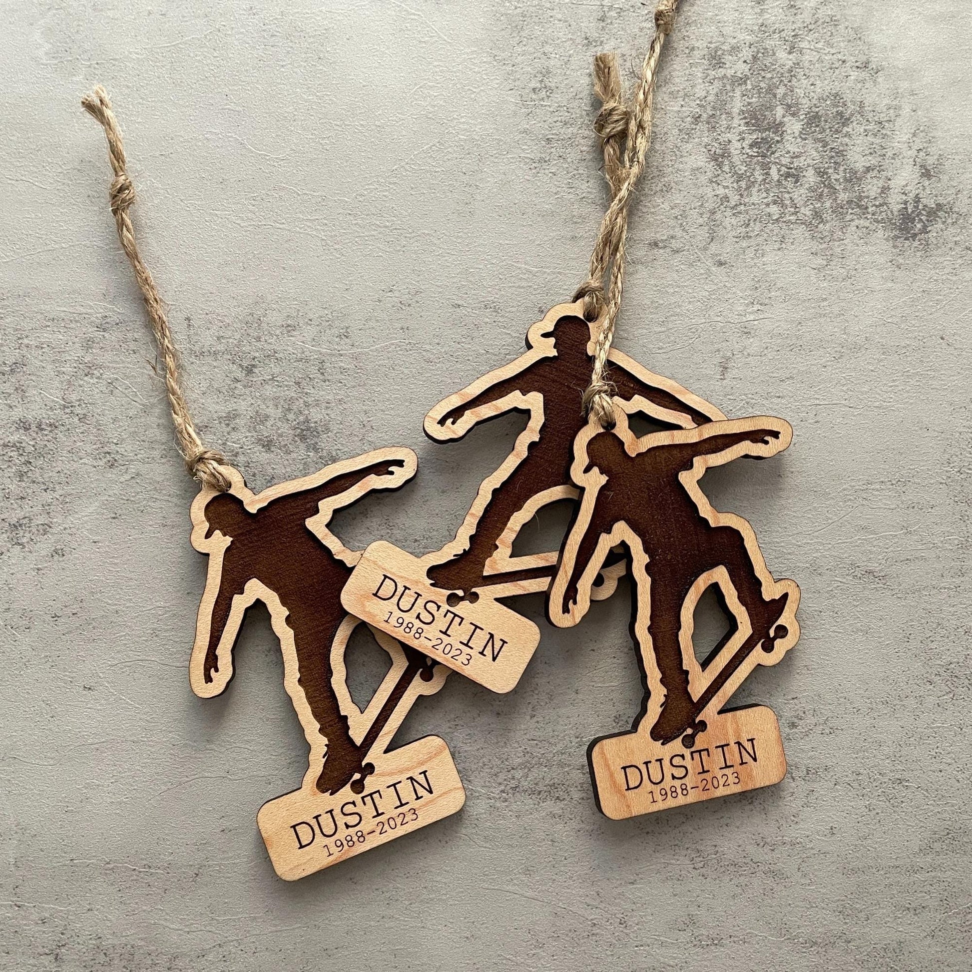 Custom Skateboard Ornament Laser Engraved Maple - Unique Holiday Decor Gift