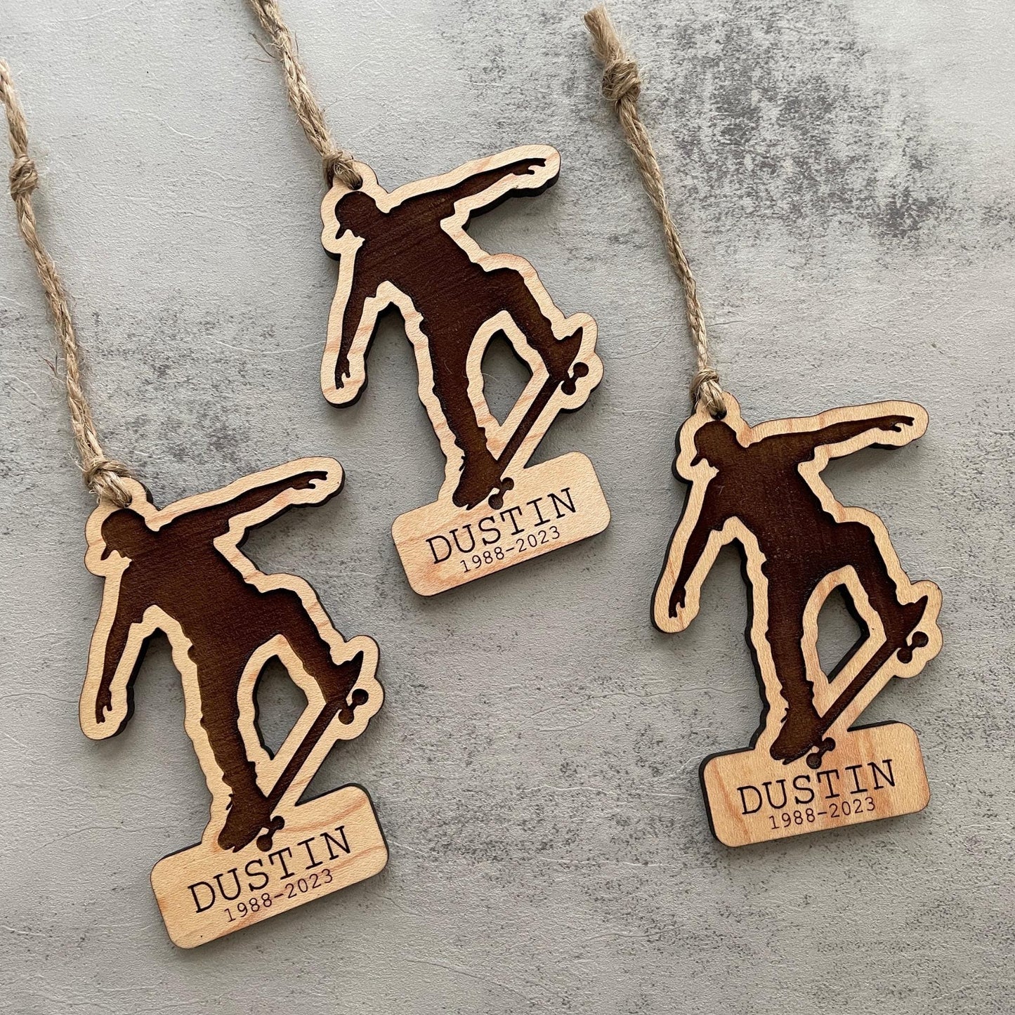 Custom Skateboard Ornament Laser Engraved Maple - Unique Holiday Decor Gift