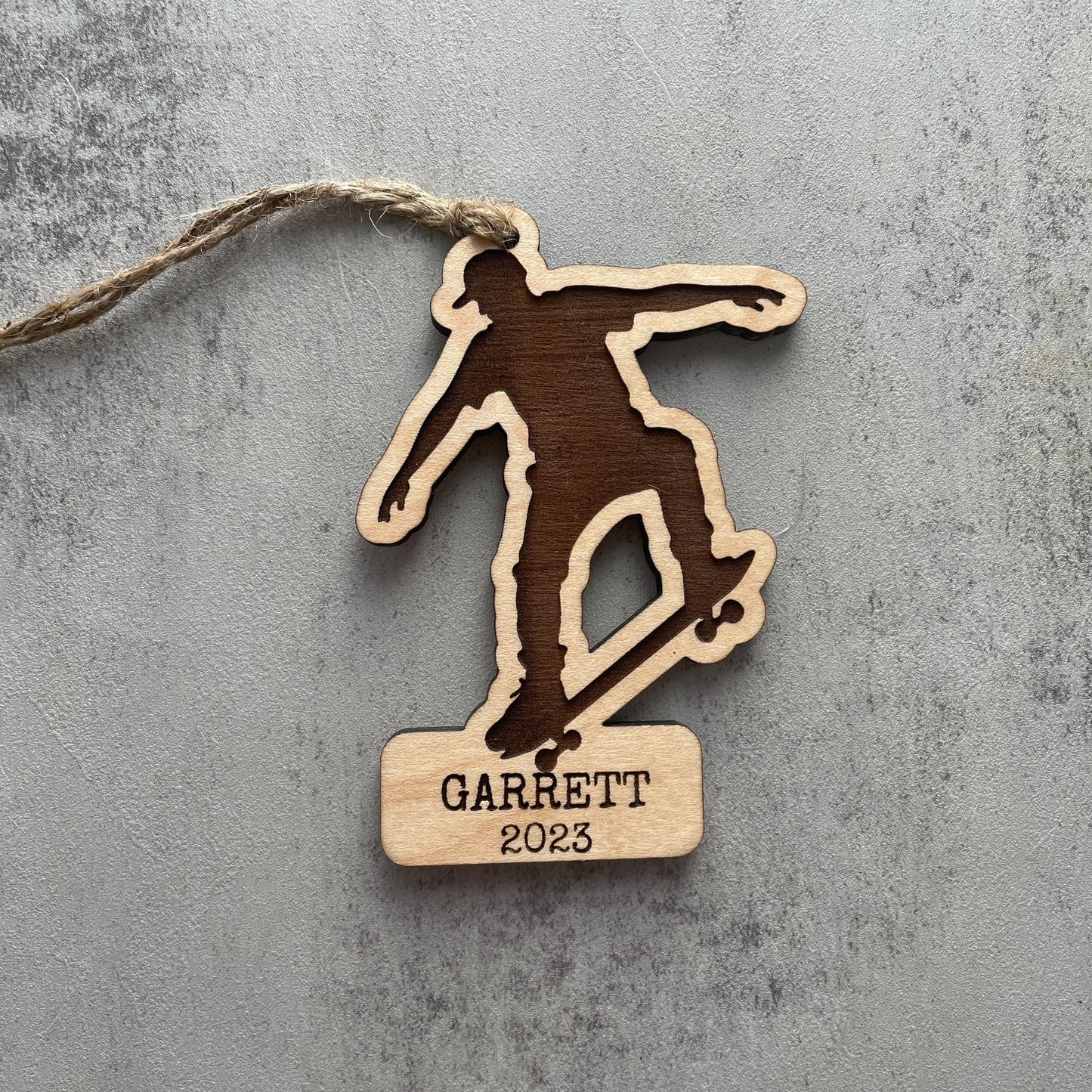 Custom Skateboard Ornament Laser Engraved Maple - Unique Holiday Decor Gift
