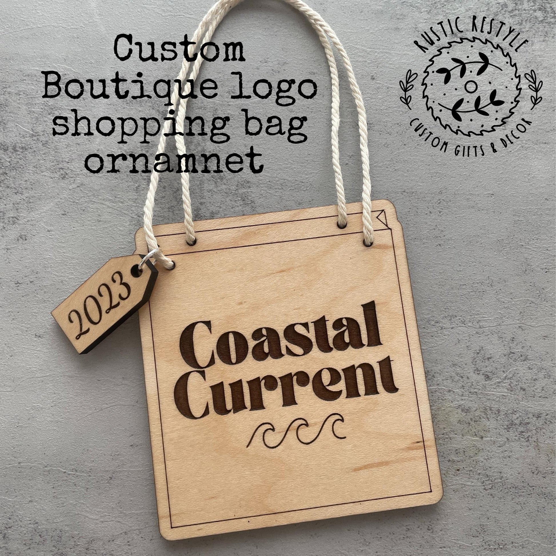 Shopping bag ornaments, shopping gift bags with name tag