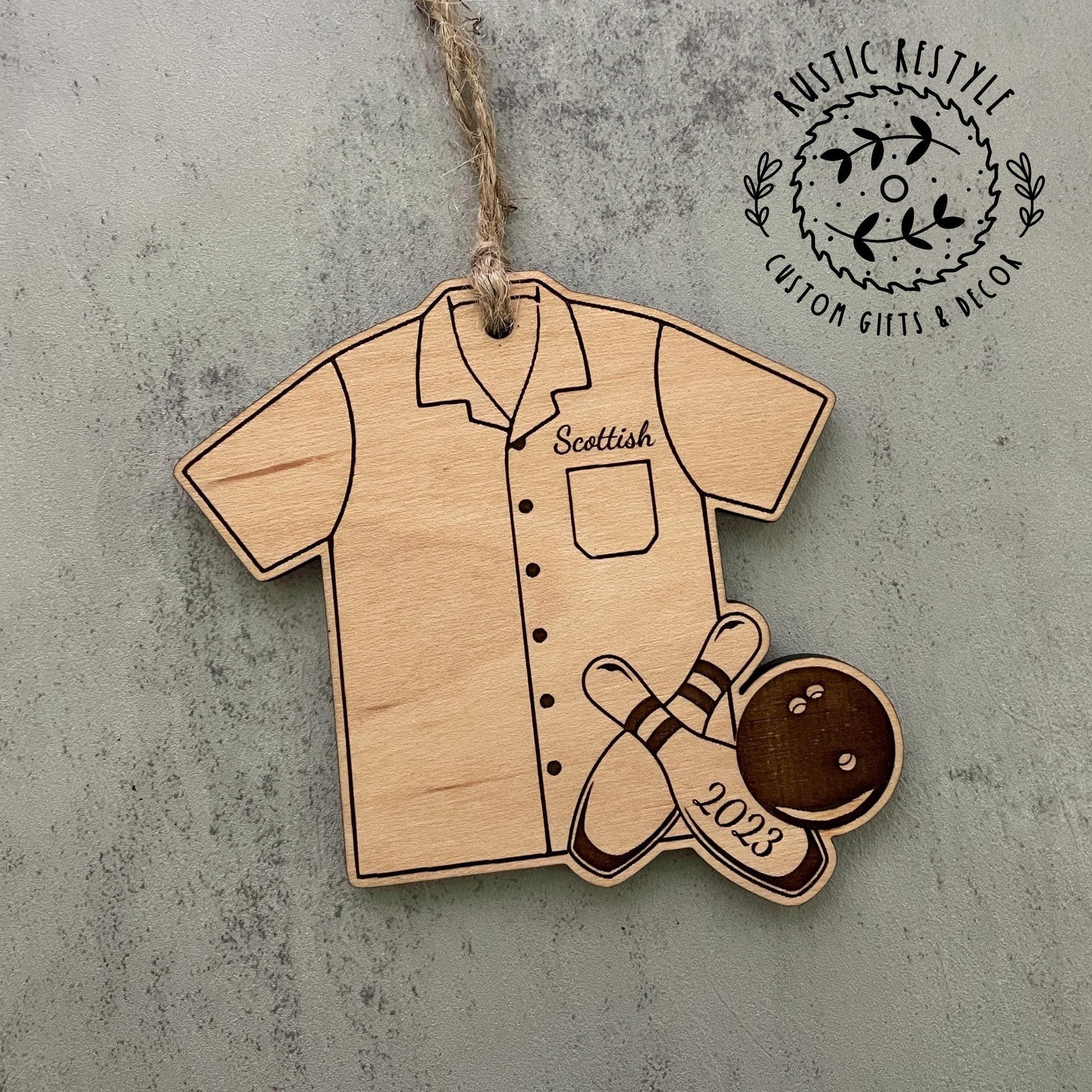 Bowling Christmas Ornament, Personalized bowling shirt with pins Ornamnet