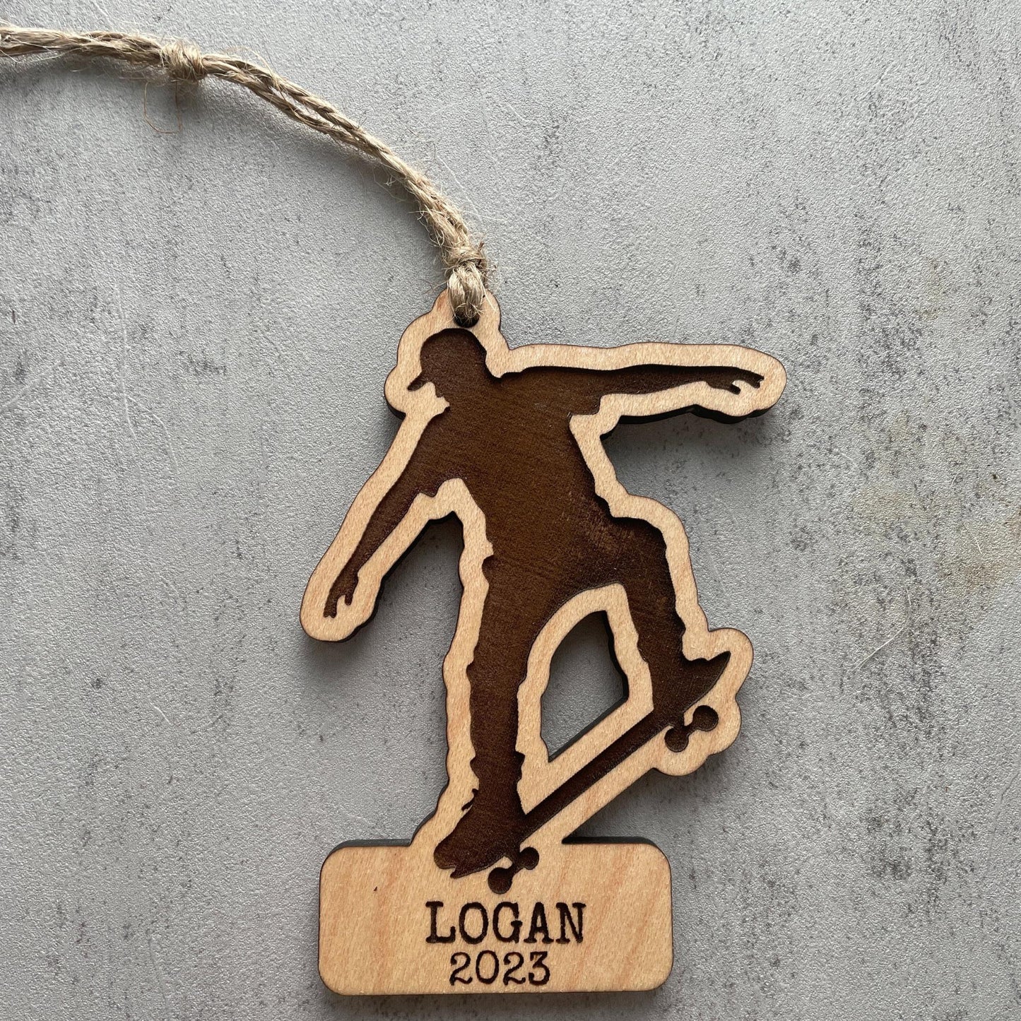 Custom Skateboard Ornament Laser Engraved Maple - Unique Holiday Decor Gift