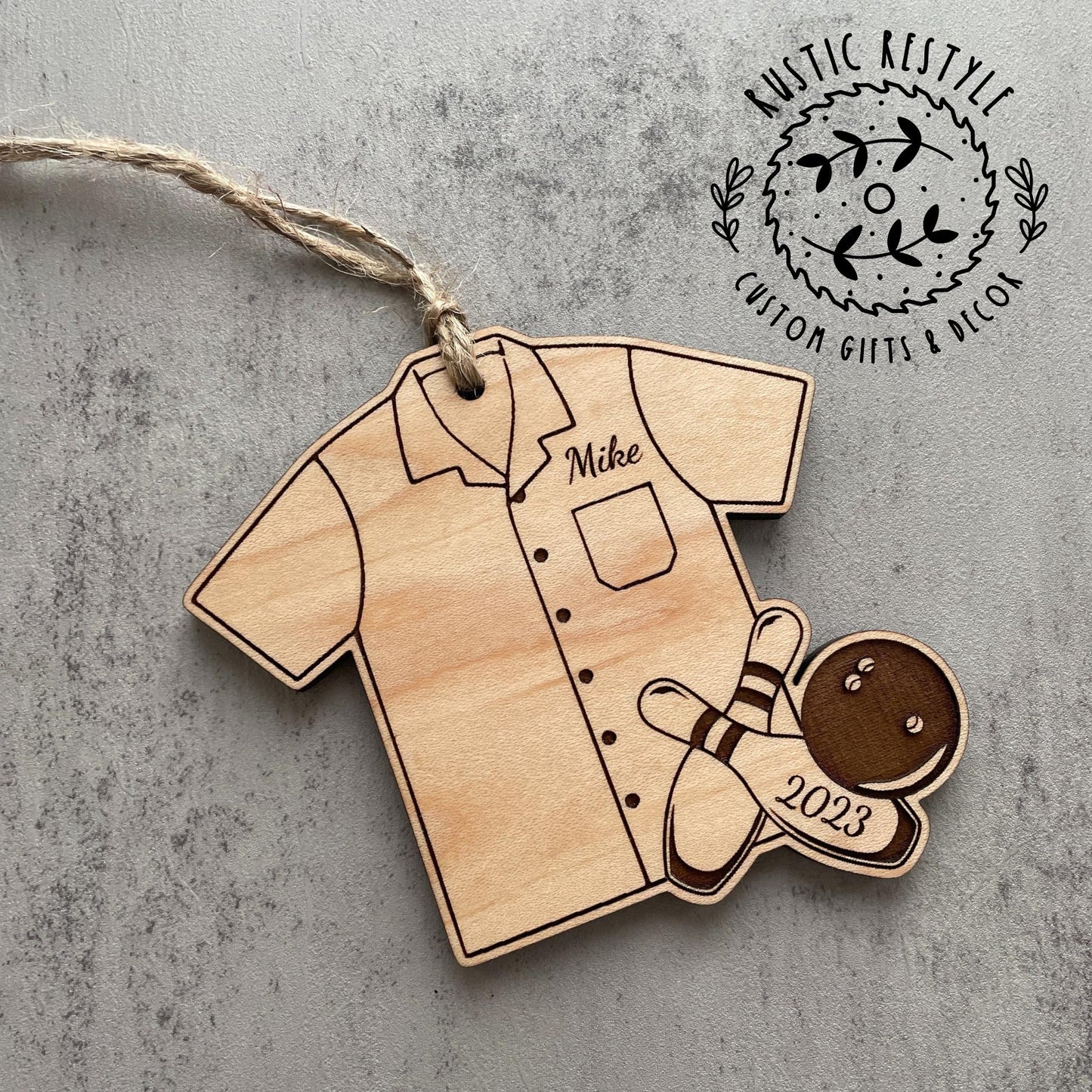 Bowling Christmas Ornament, Personalized bowling shirt with pins Ornamnet